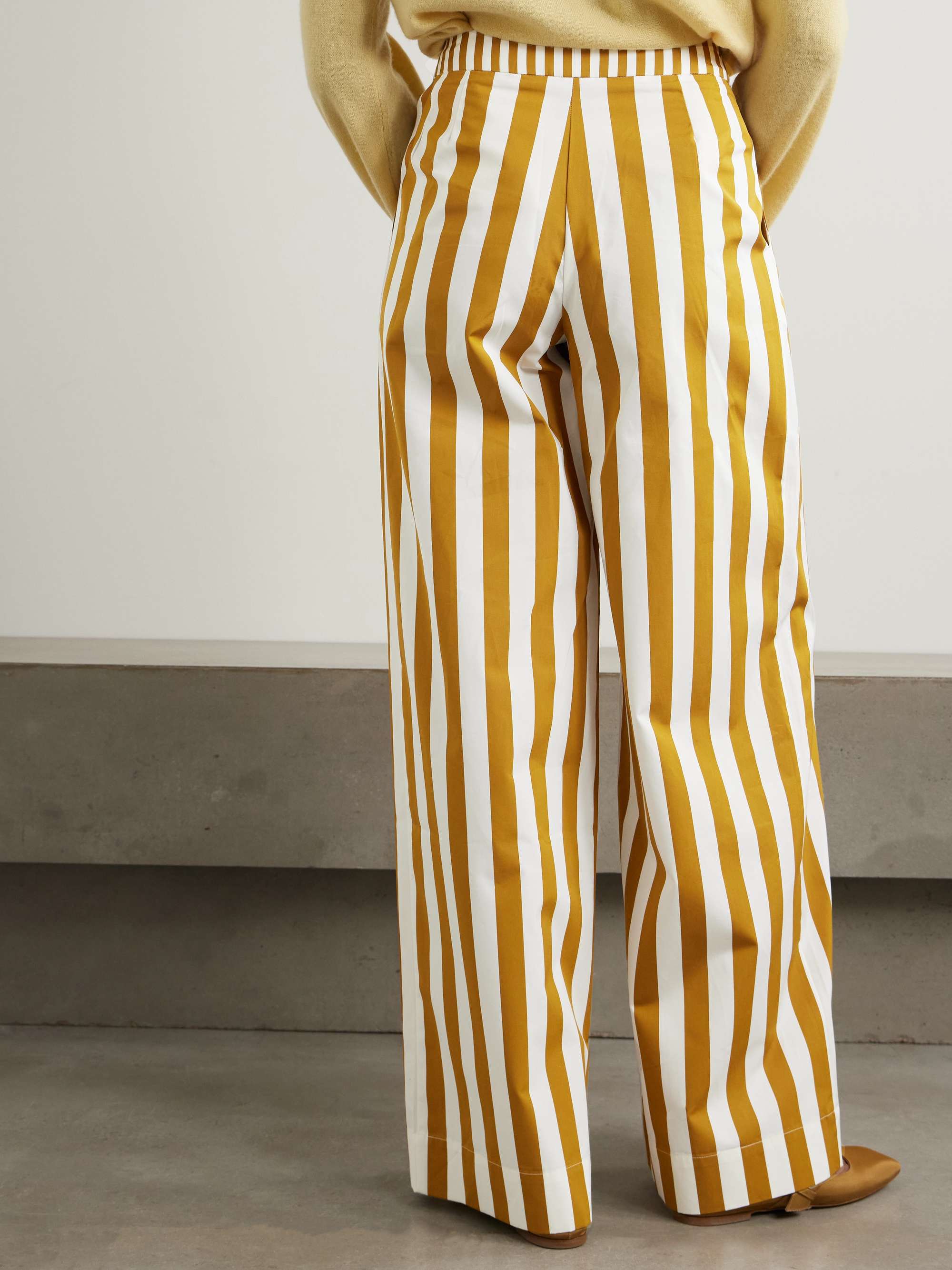 Loulou striped cotton-poplin wide-leg pants view