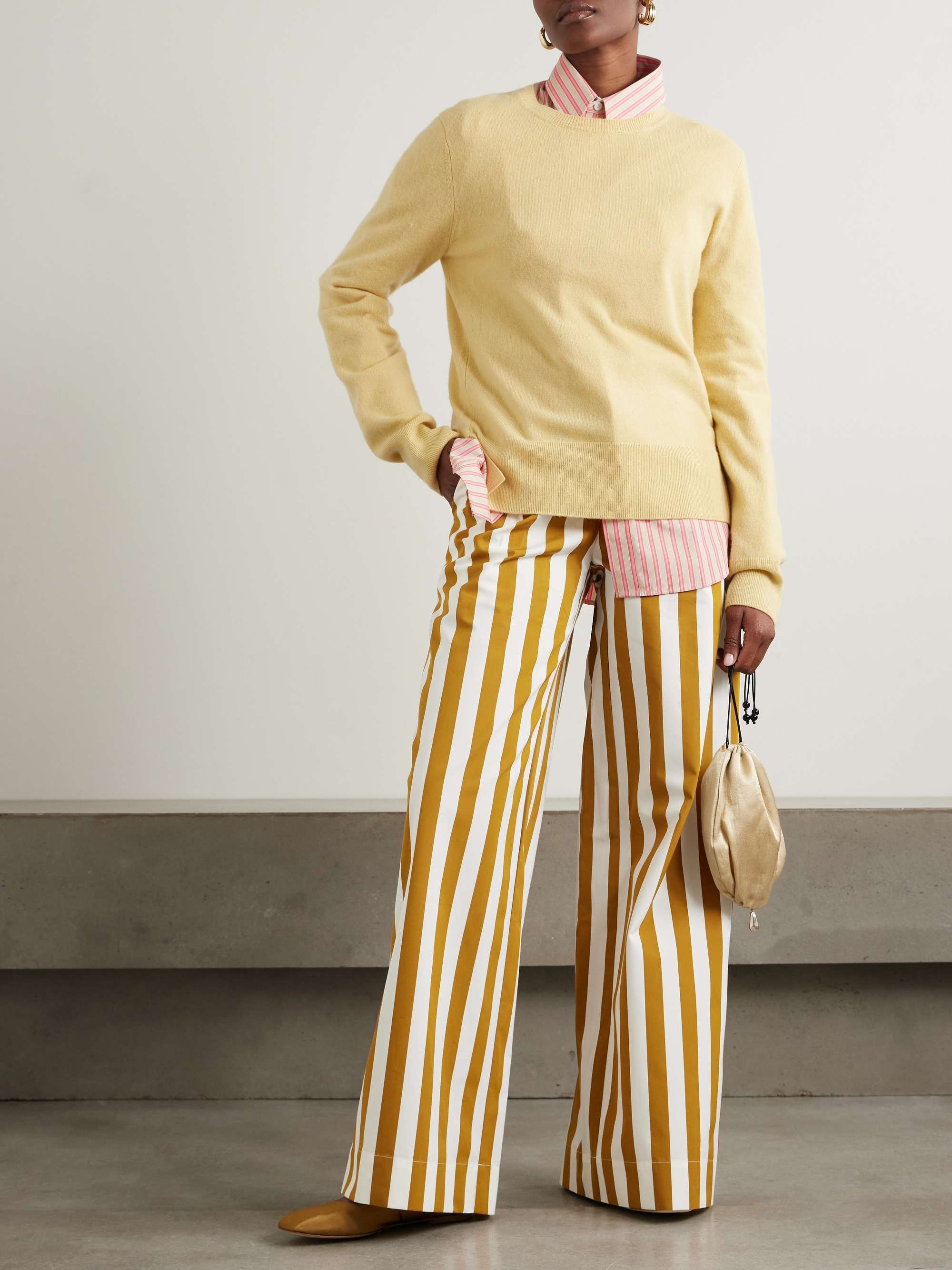 Loulou striped cotton-poplin wide-leg pants view