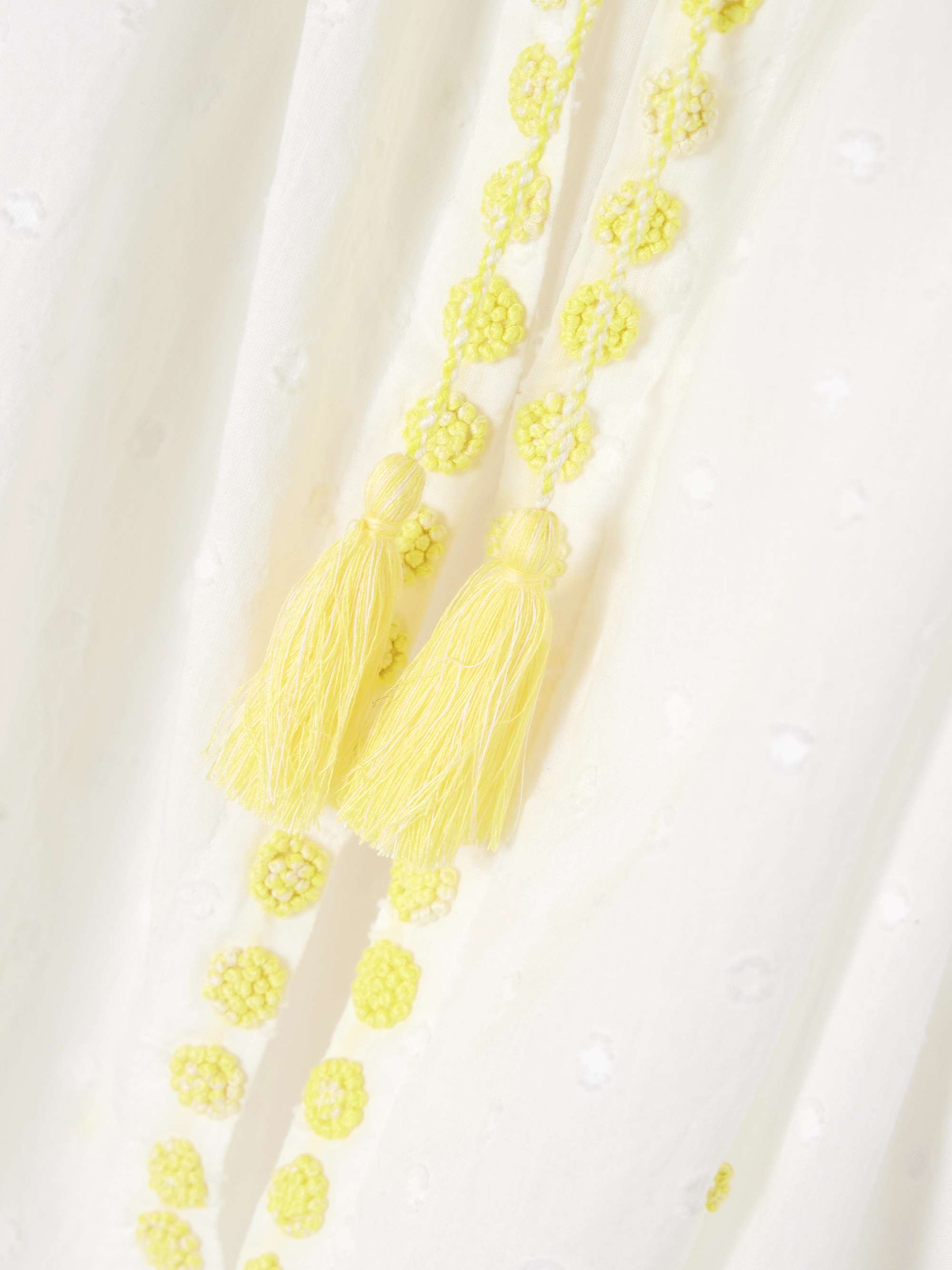 Tasseled embroidered point d'esprit cotton blouse view