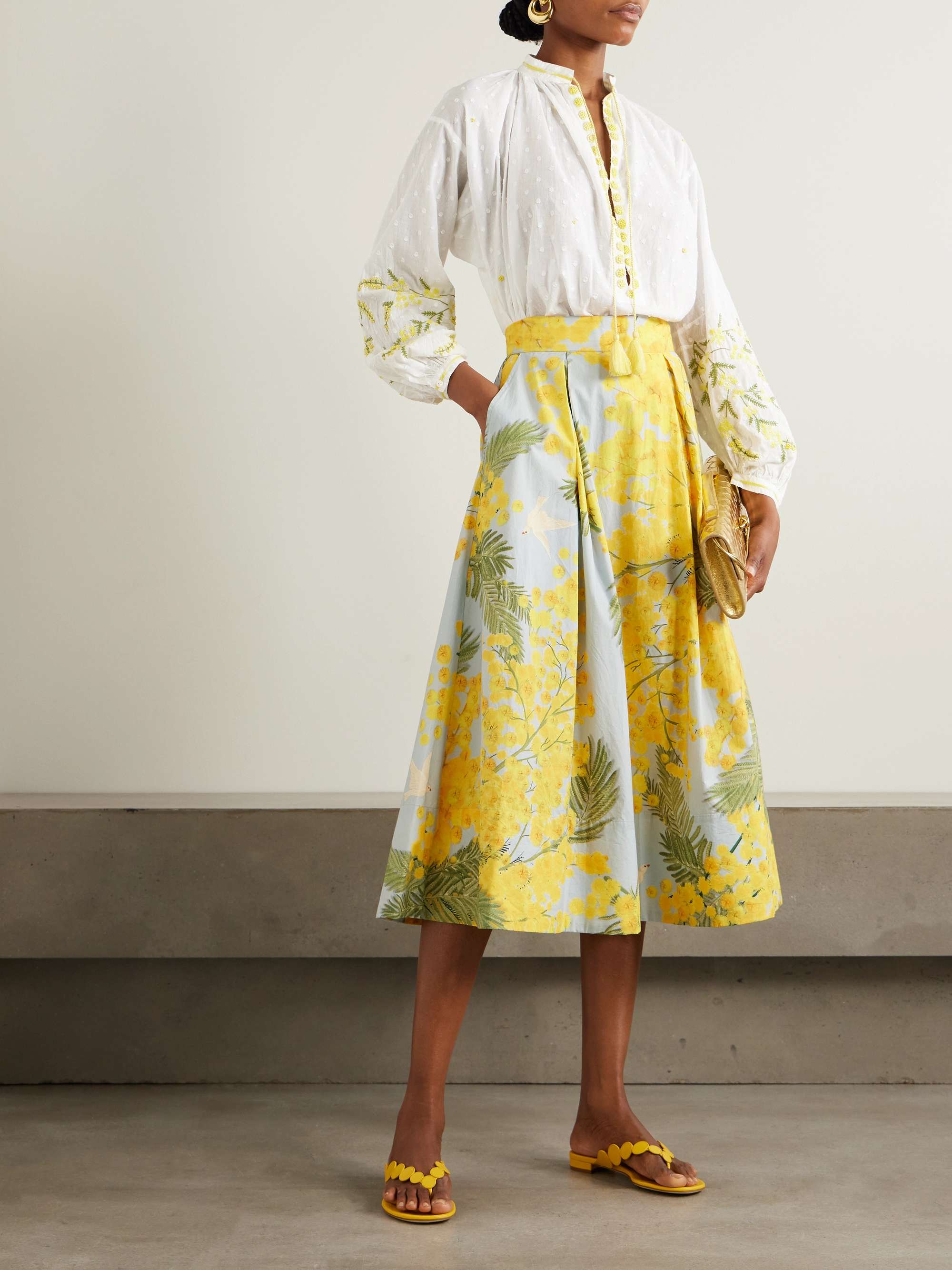 Tasseled embroidered point d'esprit cotton blouse view