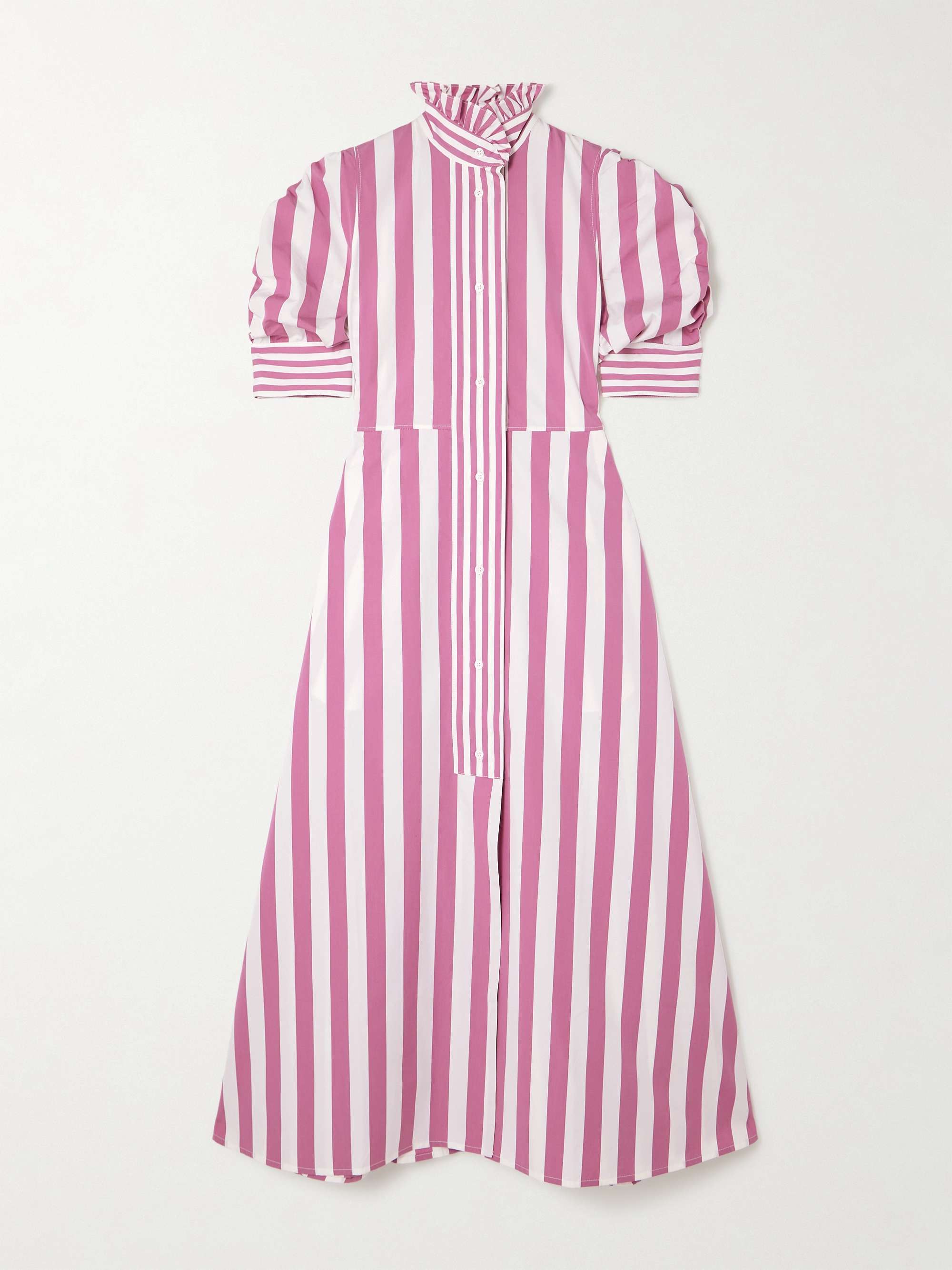 Venetia ruffled striped cotton-poplin midi dress view