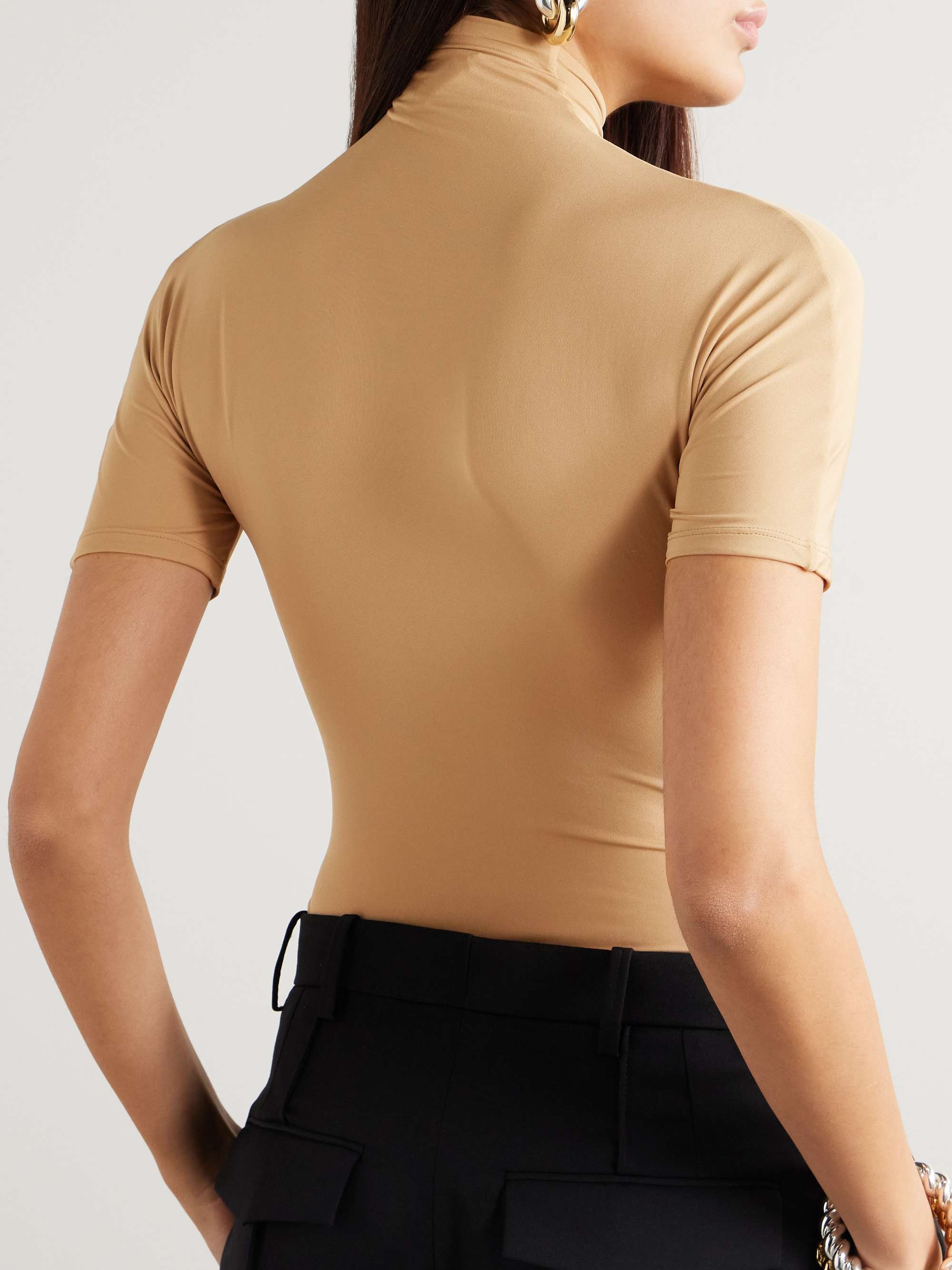 + RHW paneled stretch-jersey turtleneck bodysuit view
