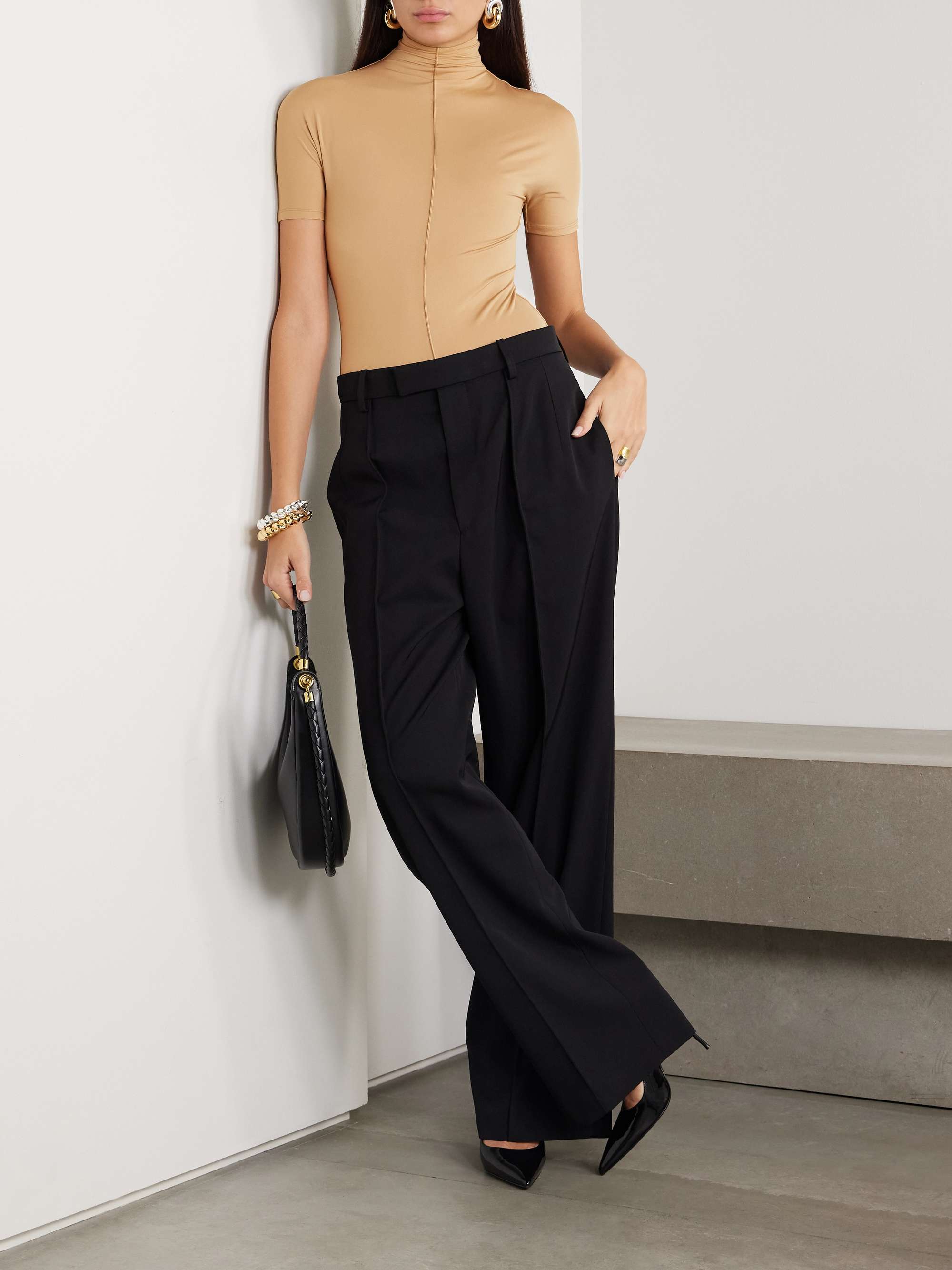 + RHW paneled stretch-jersey turtleneck bodysuit view