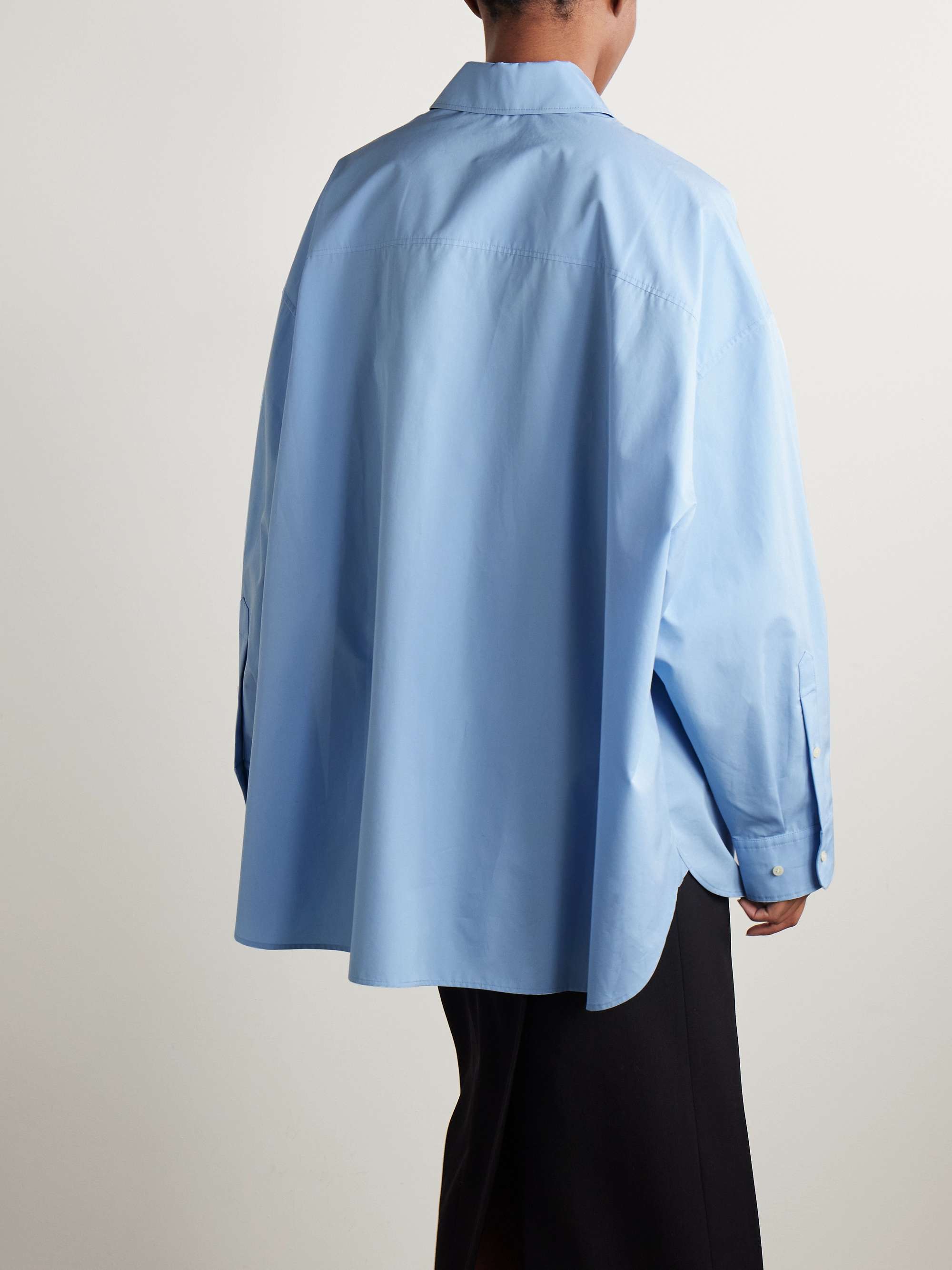Oversized cotton-poplin mini shirt dress view