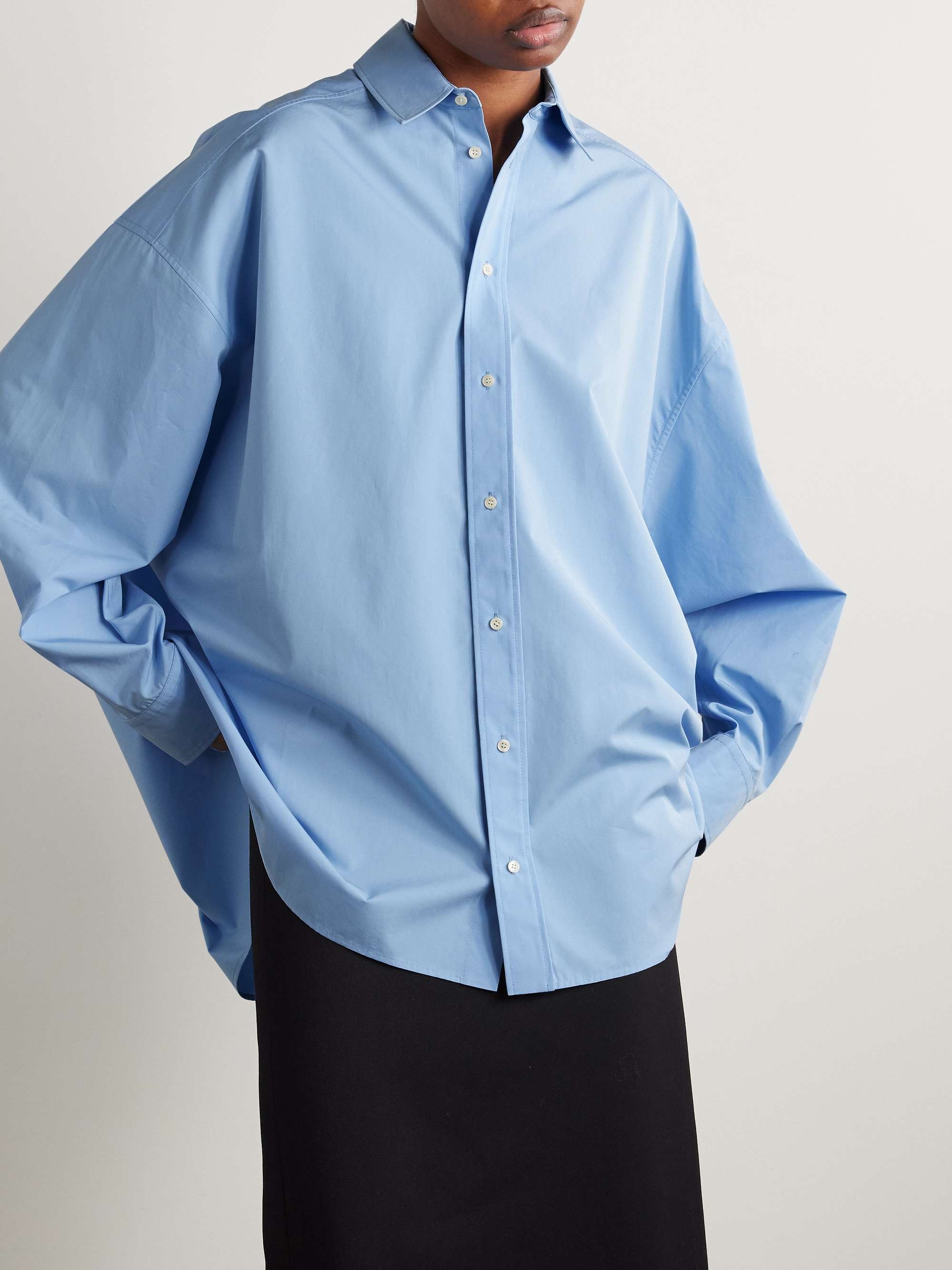 Oversized cotton-poplin mini shirt dress view