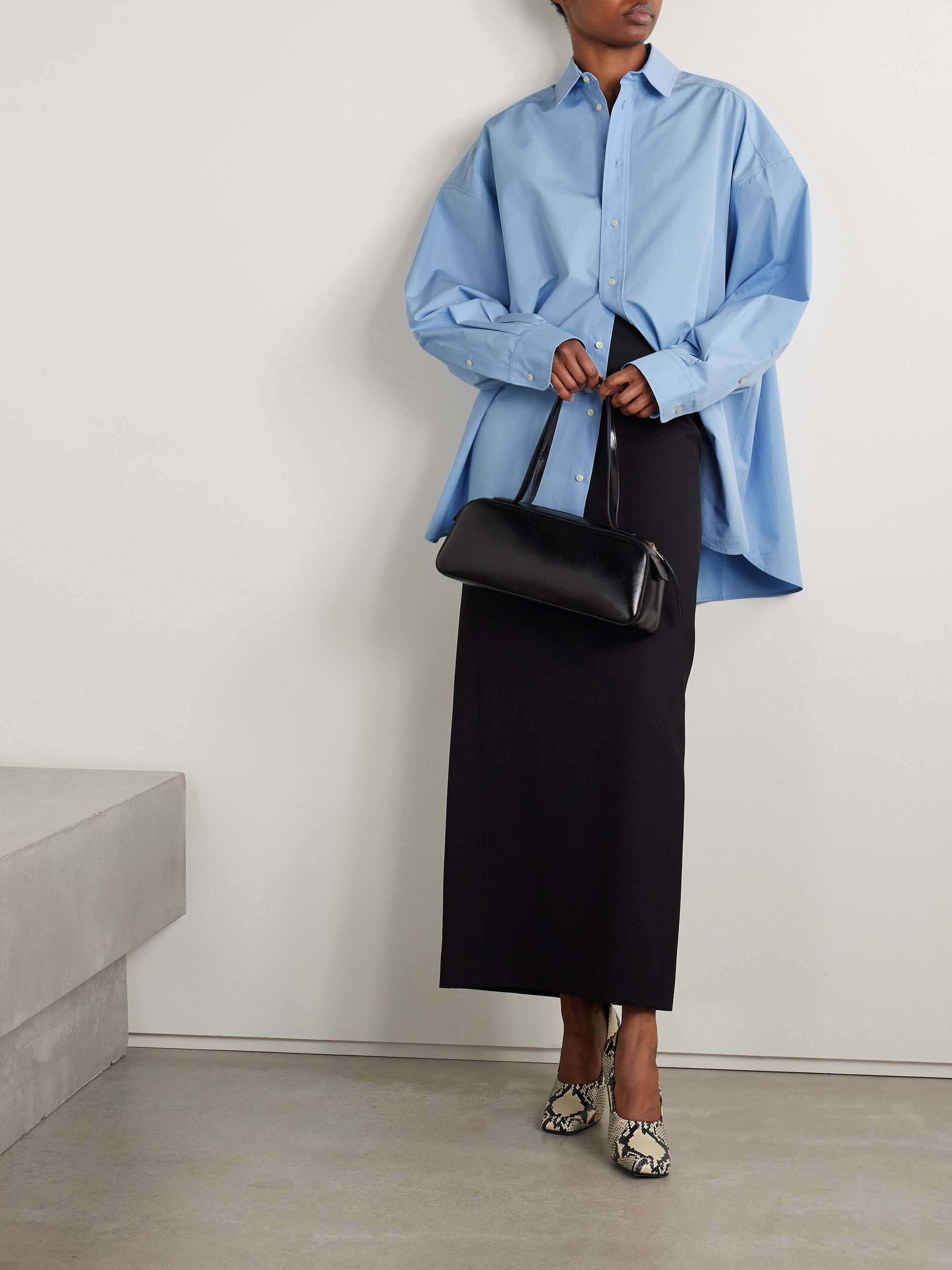 Oversized cotton-poplin mini shirt dress view