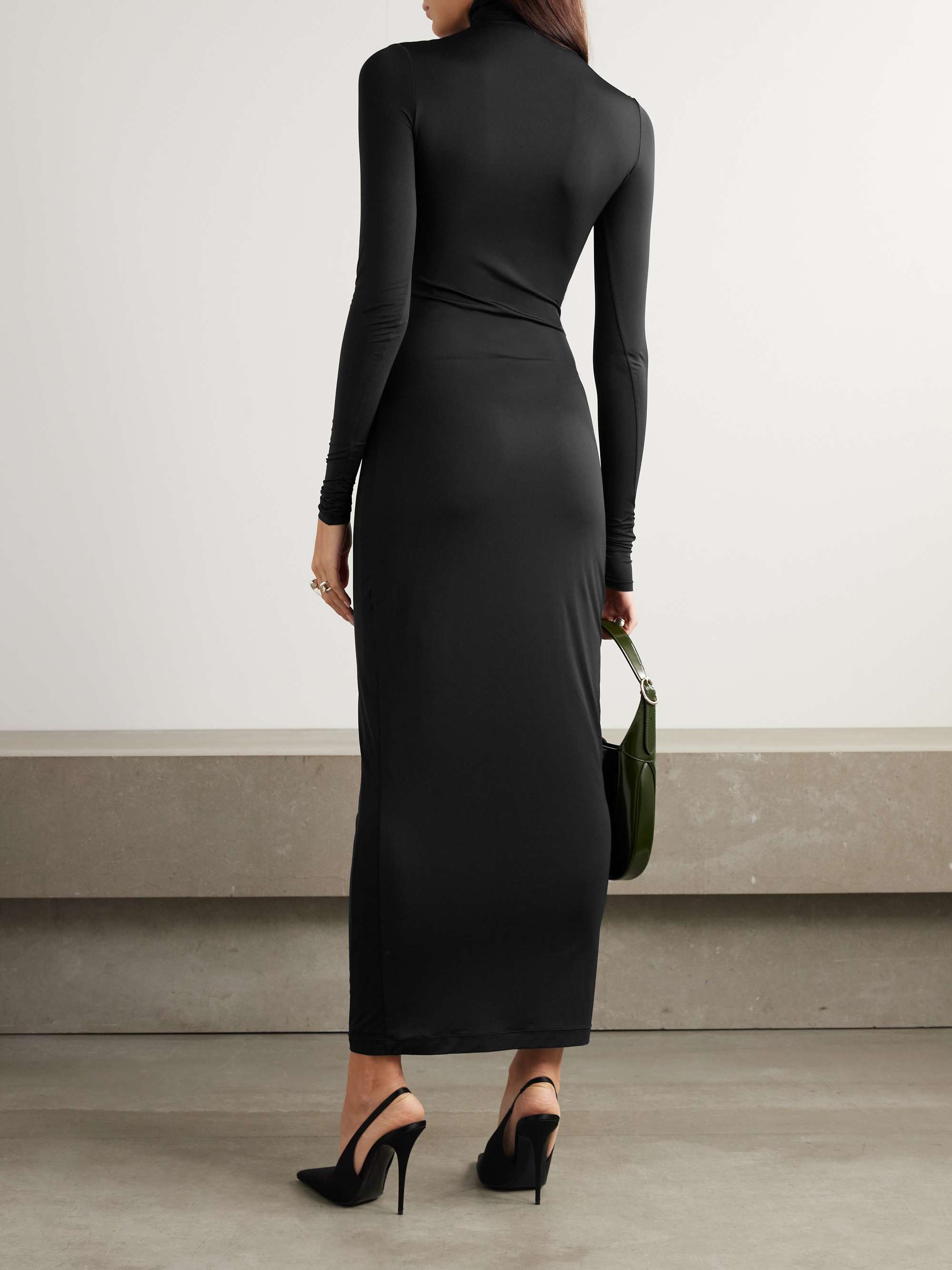 + RHW paneled stretch-jersey turtleneck maxi dress view