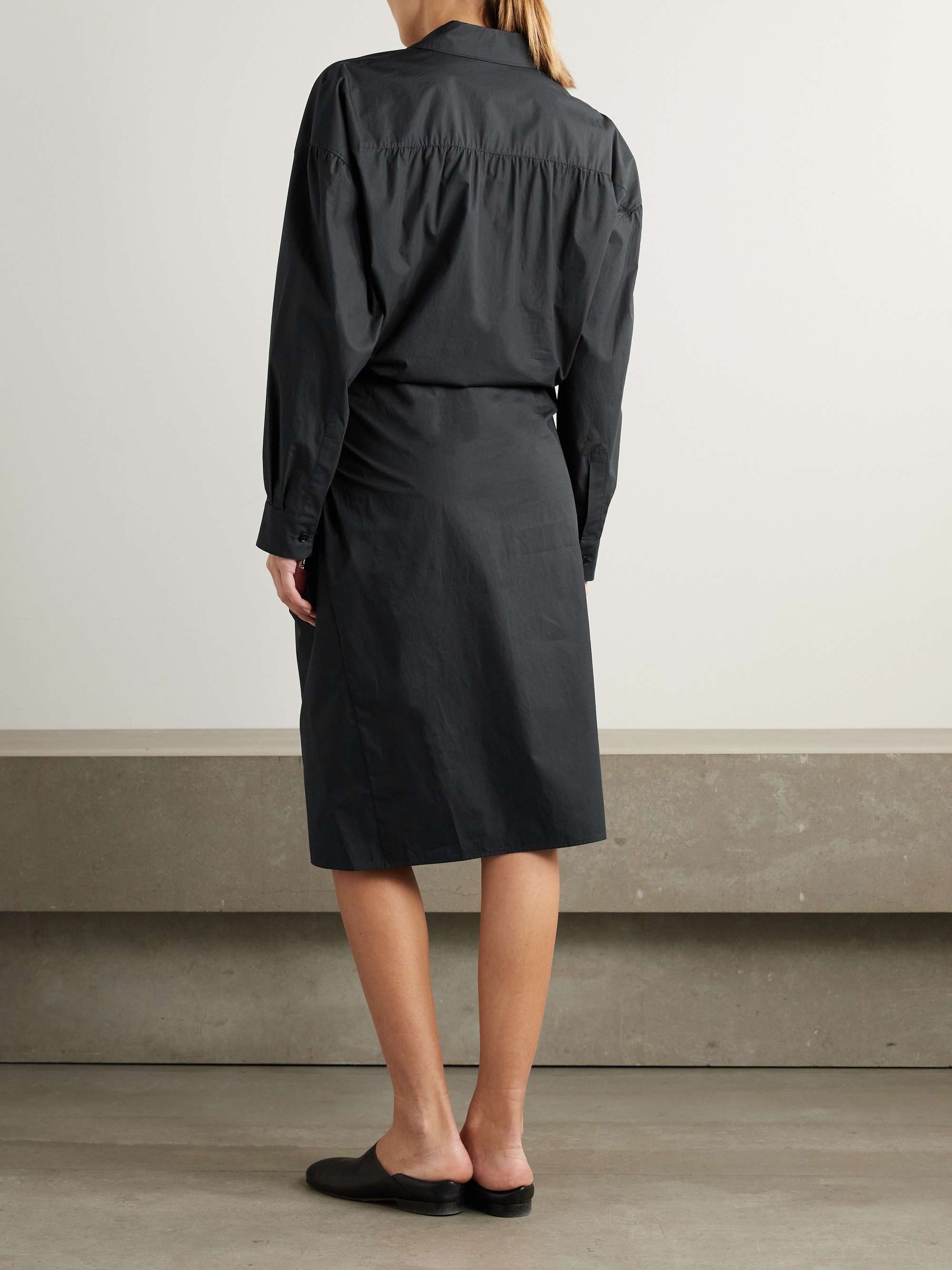 Wrap-effect cotton-poplin midi shirt dress view