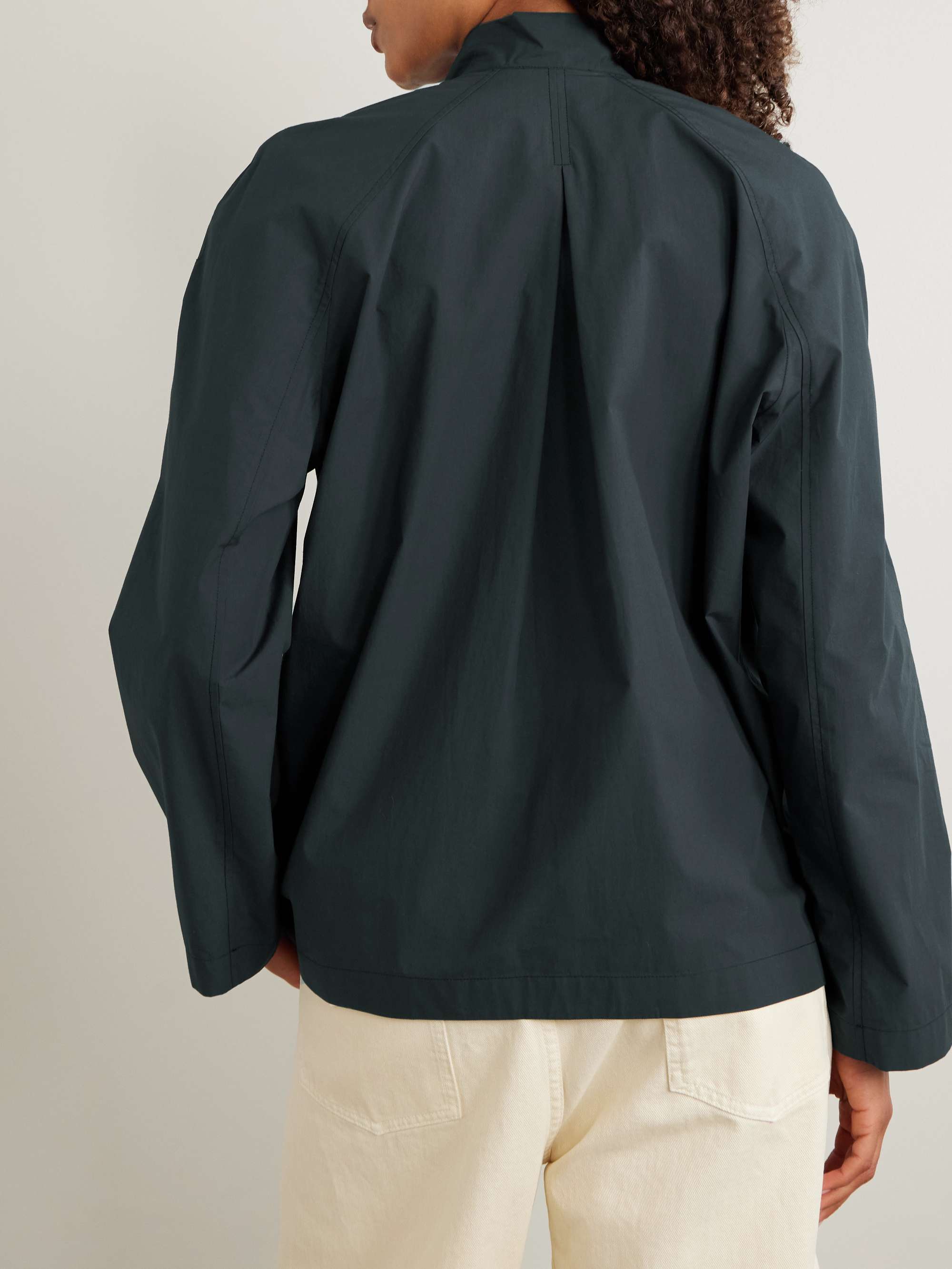 Ascot scarf-effect pleated washed cotton-poplin blouse view