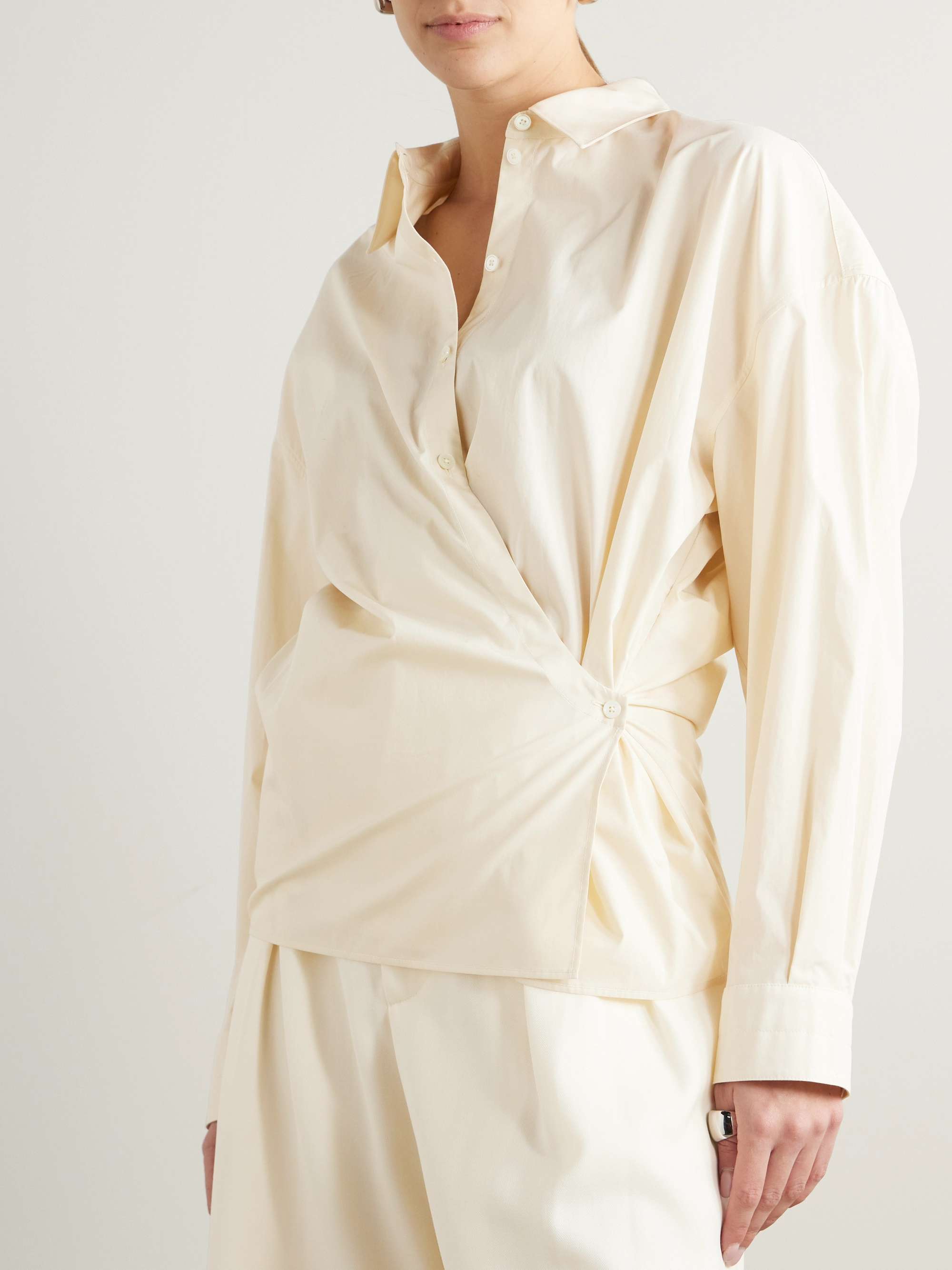 Wrap-effect cotton-poplin shirt view