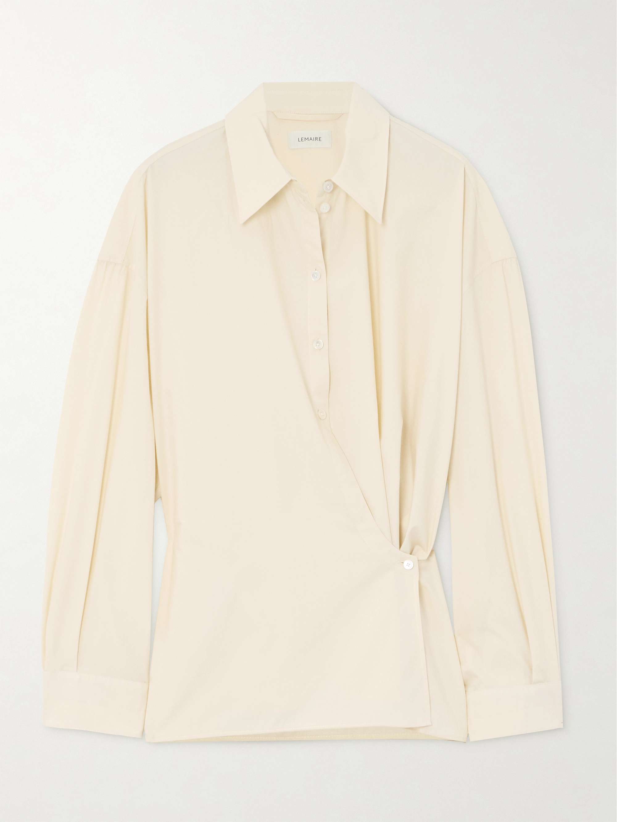 Wrap-effect cotton-poplin shirt view