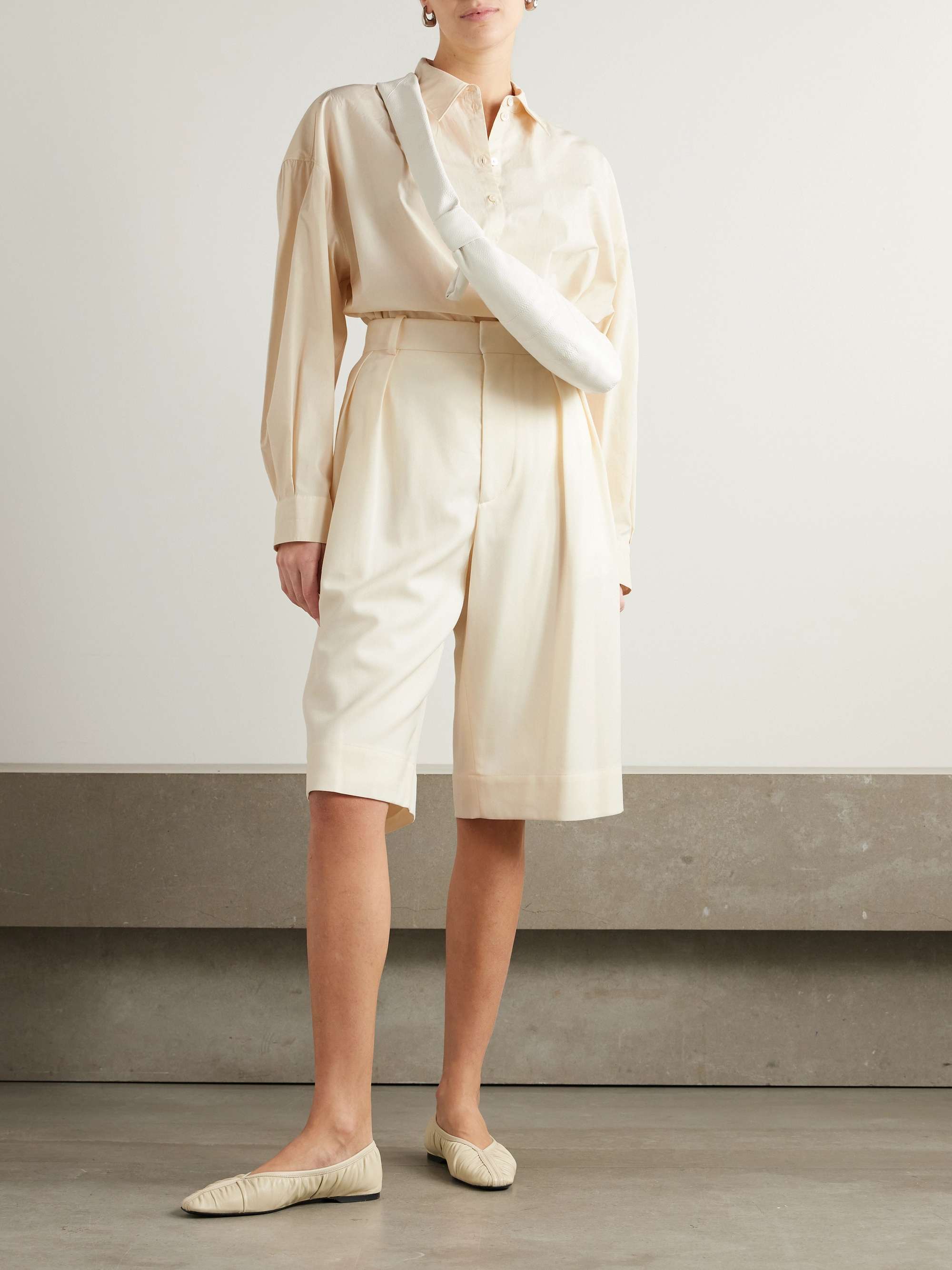 Wrap-effect cotton-poplin shirt view