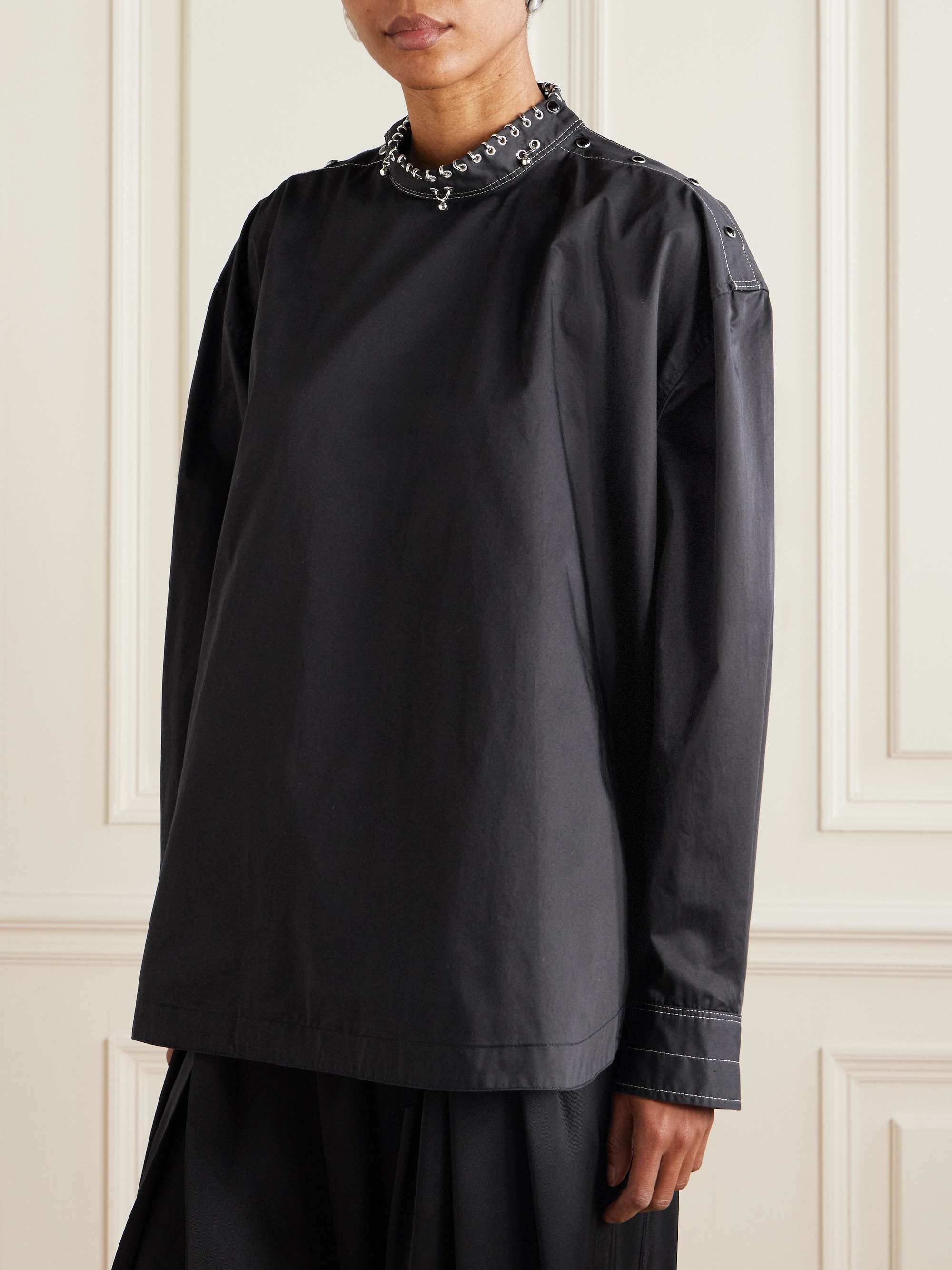 Embellished cotton-sateen top view