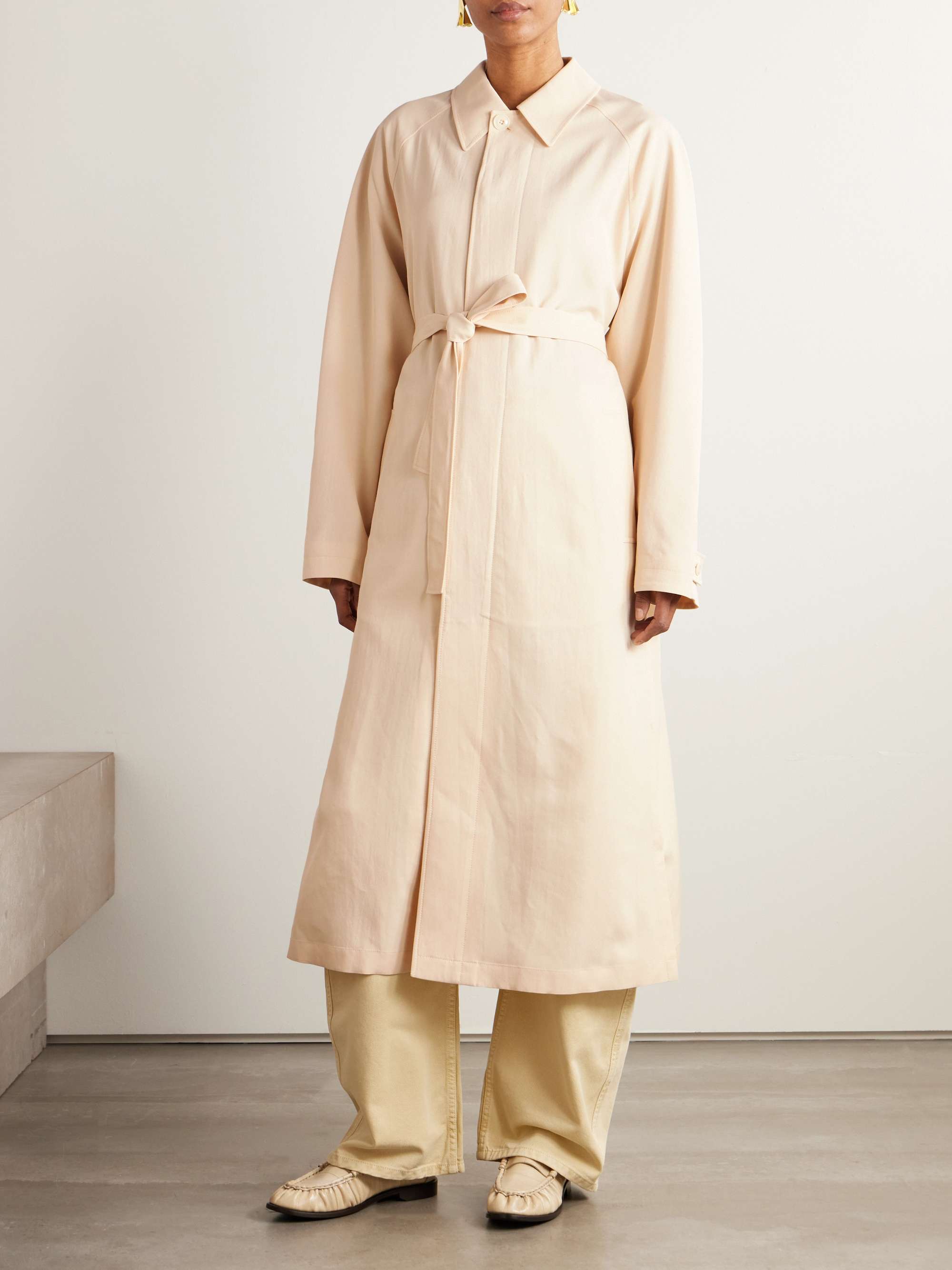 Belted wool-blend trench coat view