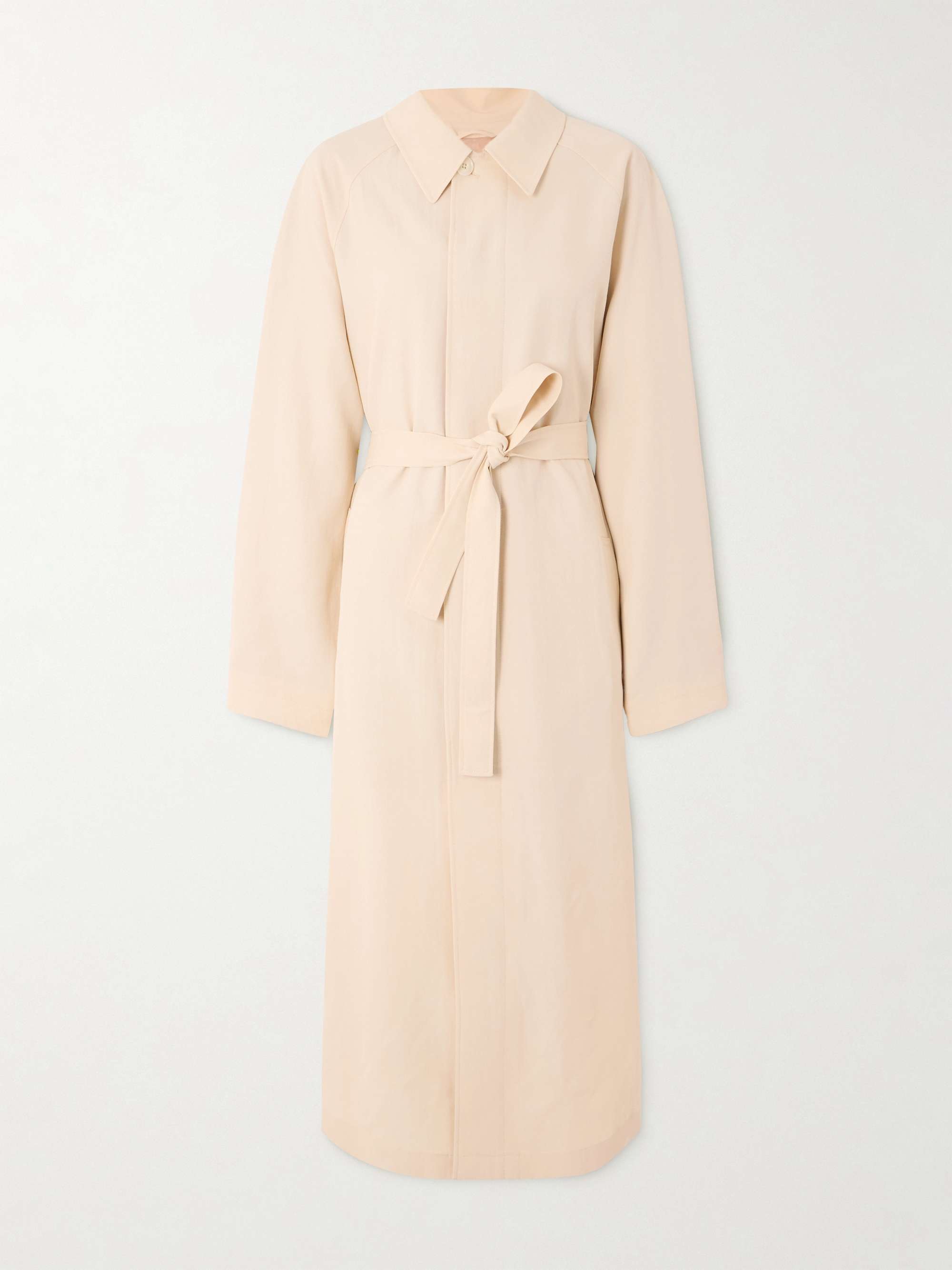 Belted wool-blend trench coat view