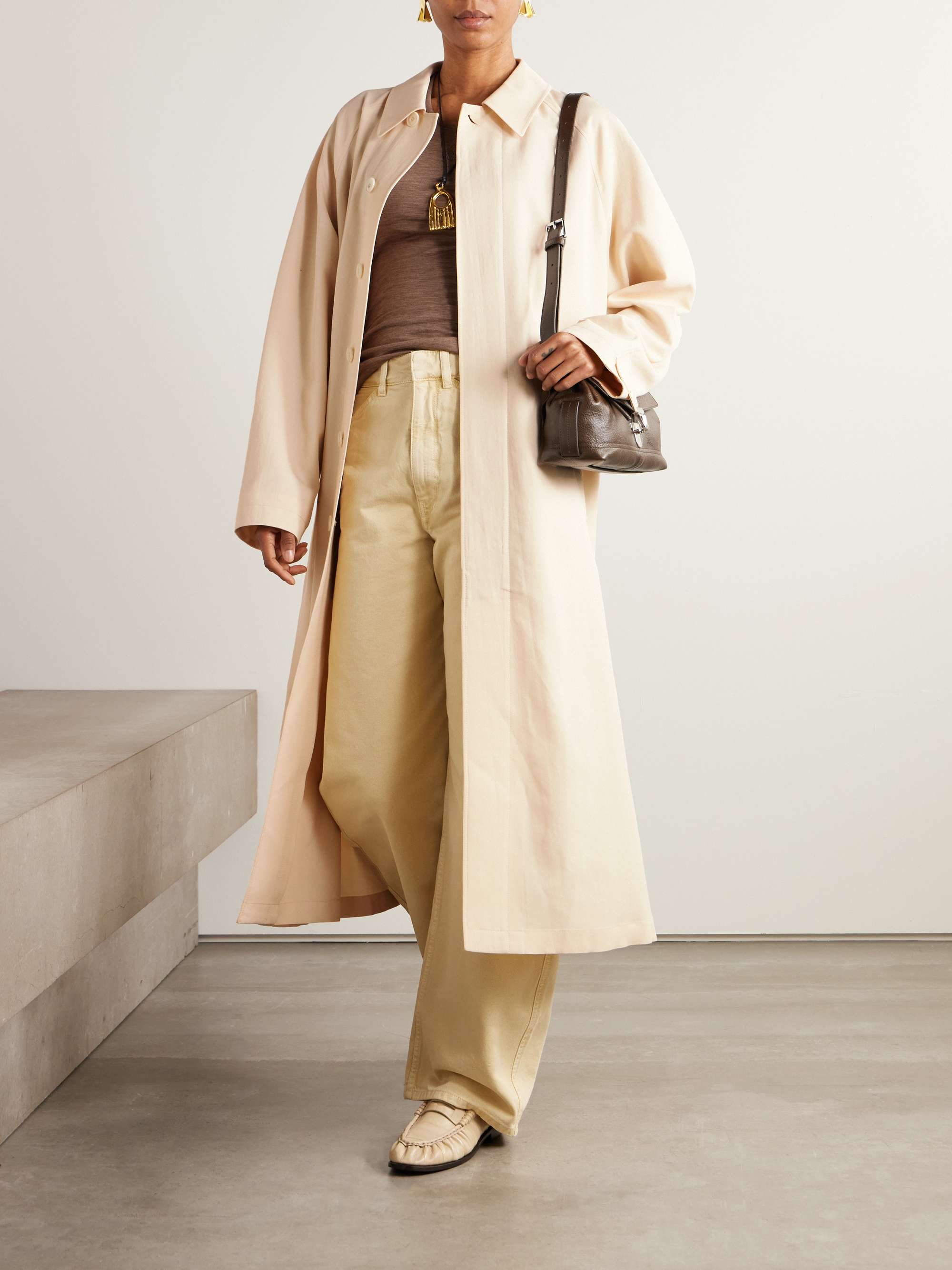 Belted wool-blend trench coat view