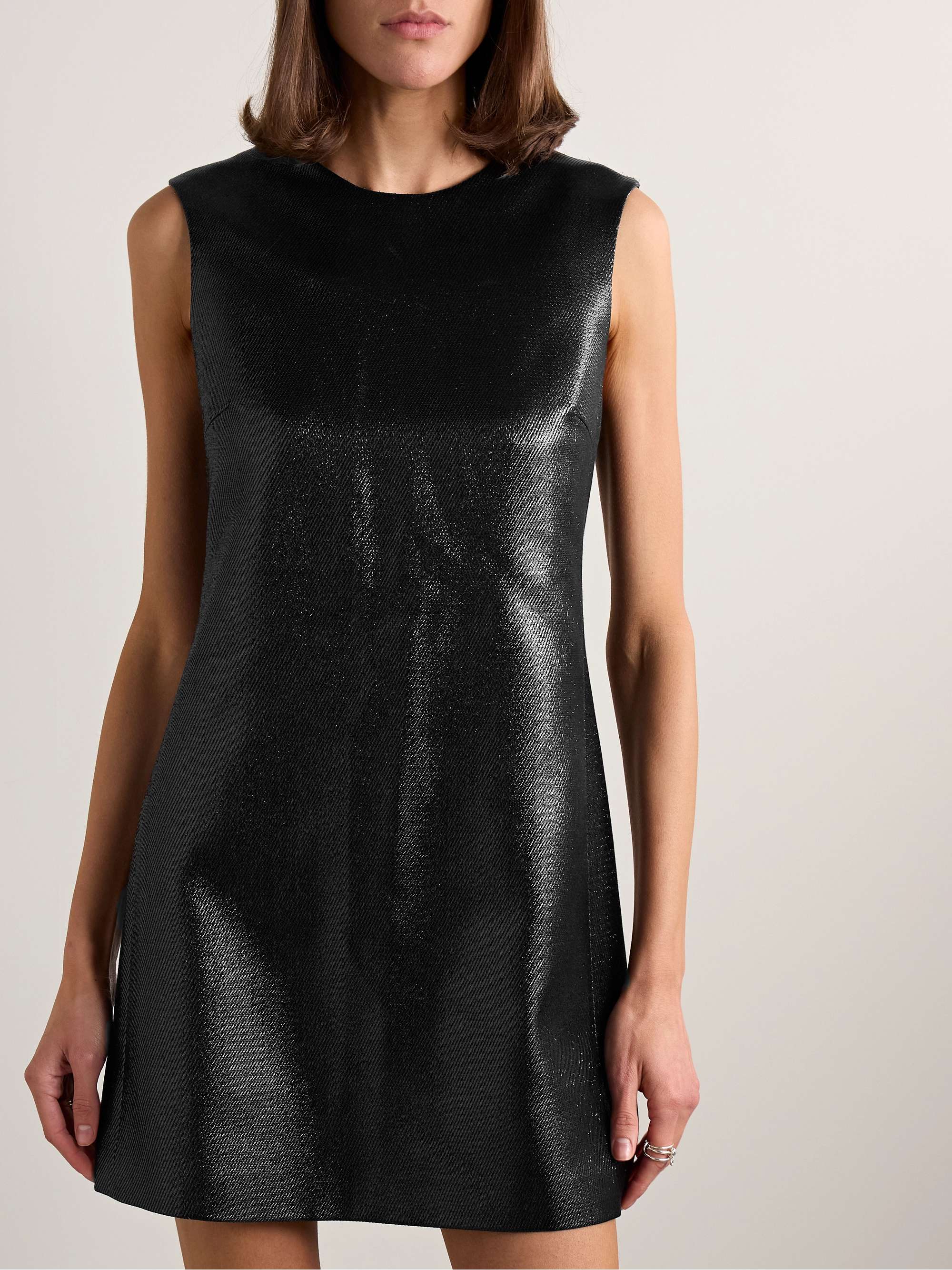 Yara paneled coated wool-blend twill mini dress view