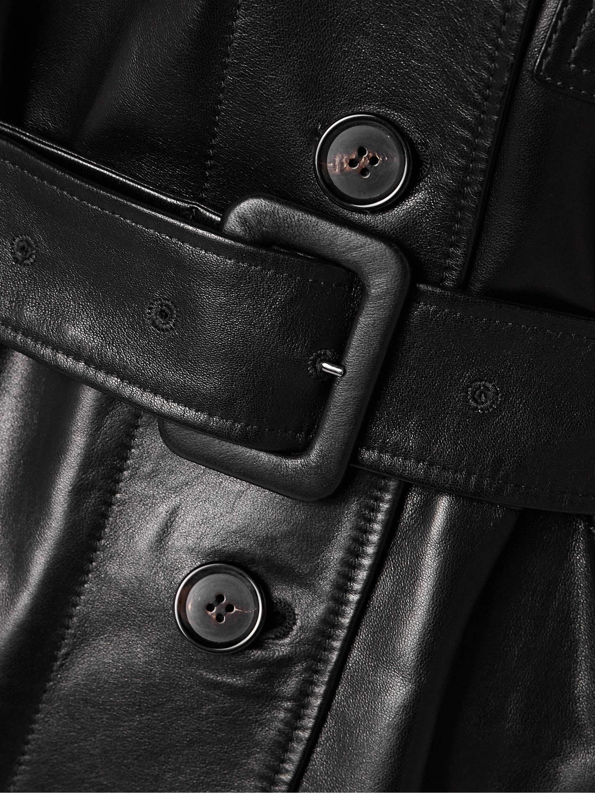 Celine belted leather trench coat view
