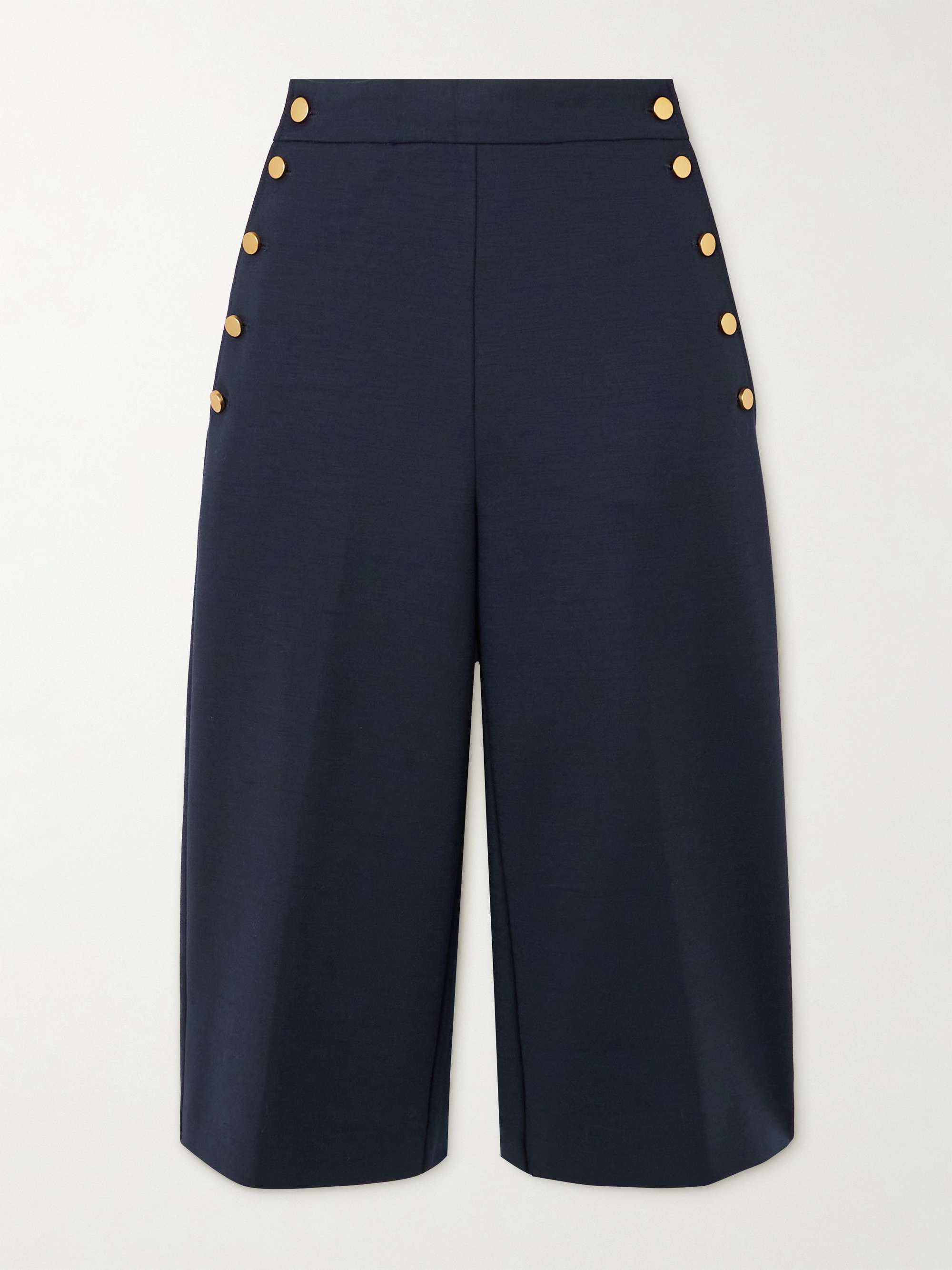 Valdez button-embellished wool-blend shorts view
