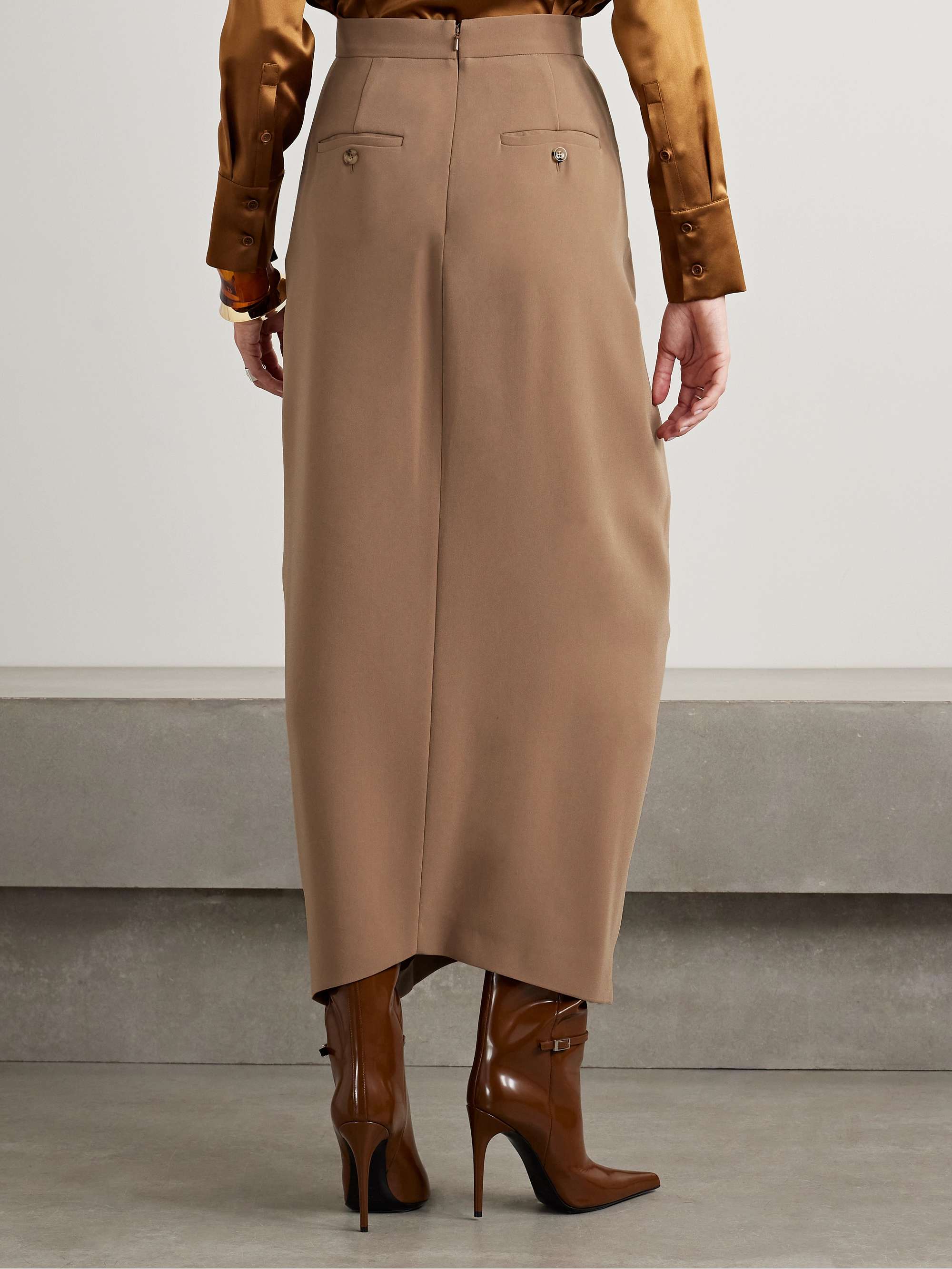 Ridente asymmetric draped crepe maxi skirt view