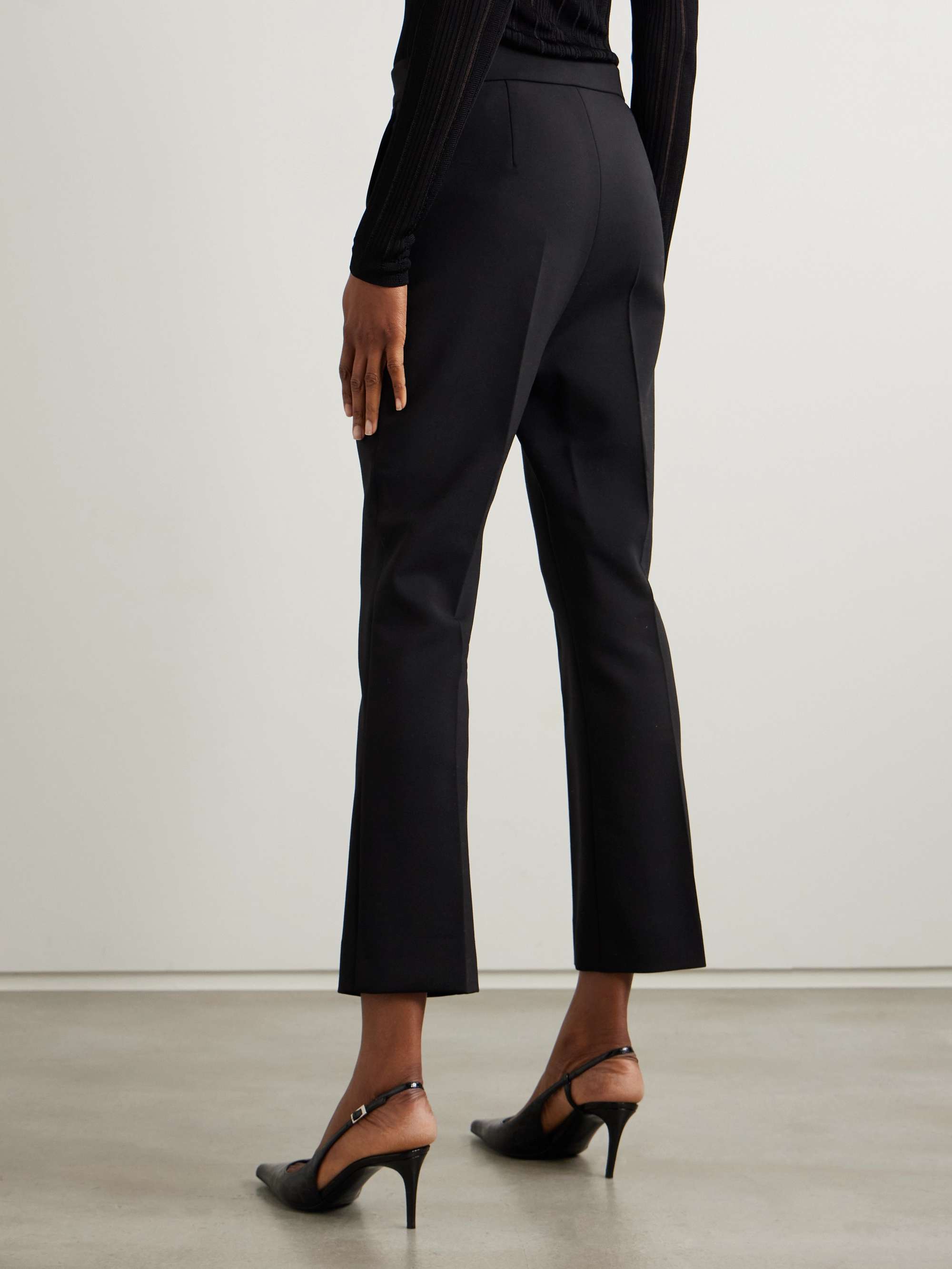 Cropped wool-blend crepe slim-leg pants view