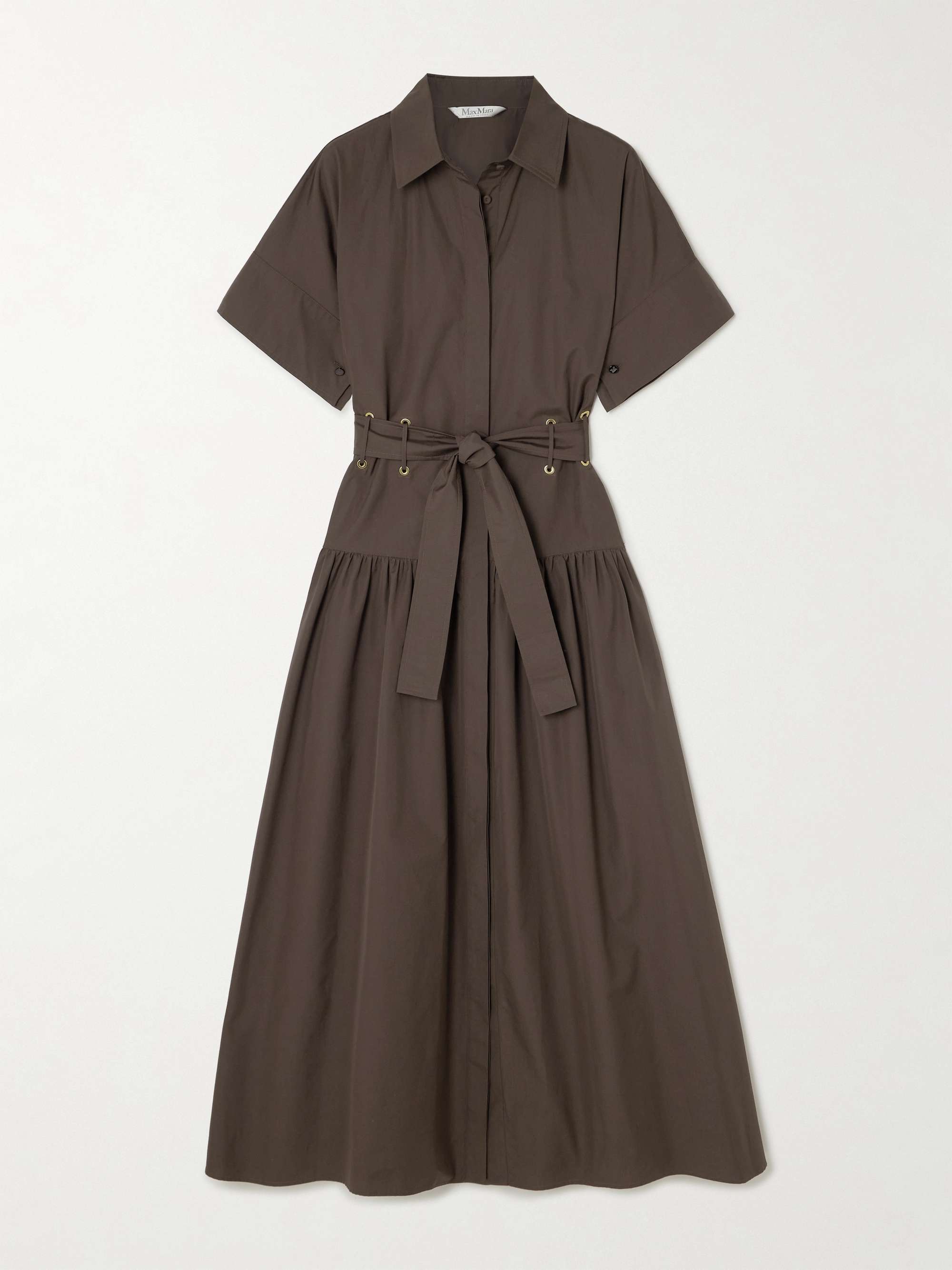 Agoraio belted eyelet-embellished cotton-poplin midi dress view