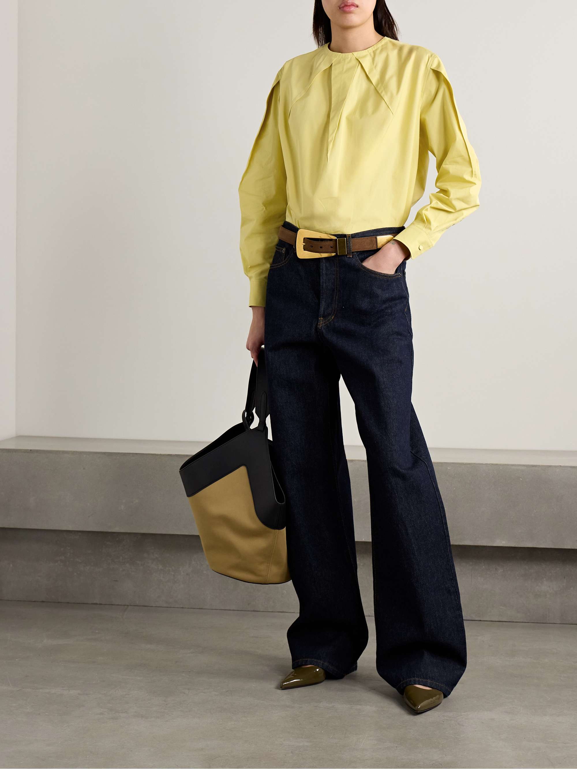 Olinto pleated cotton-poplin blouse view