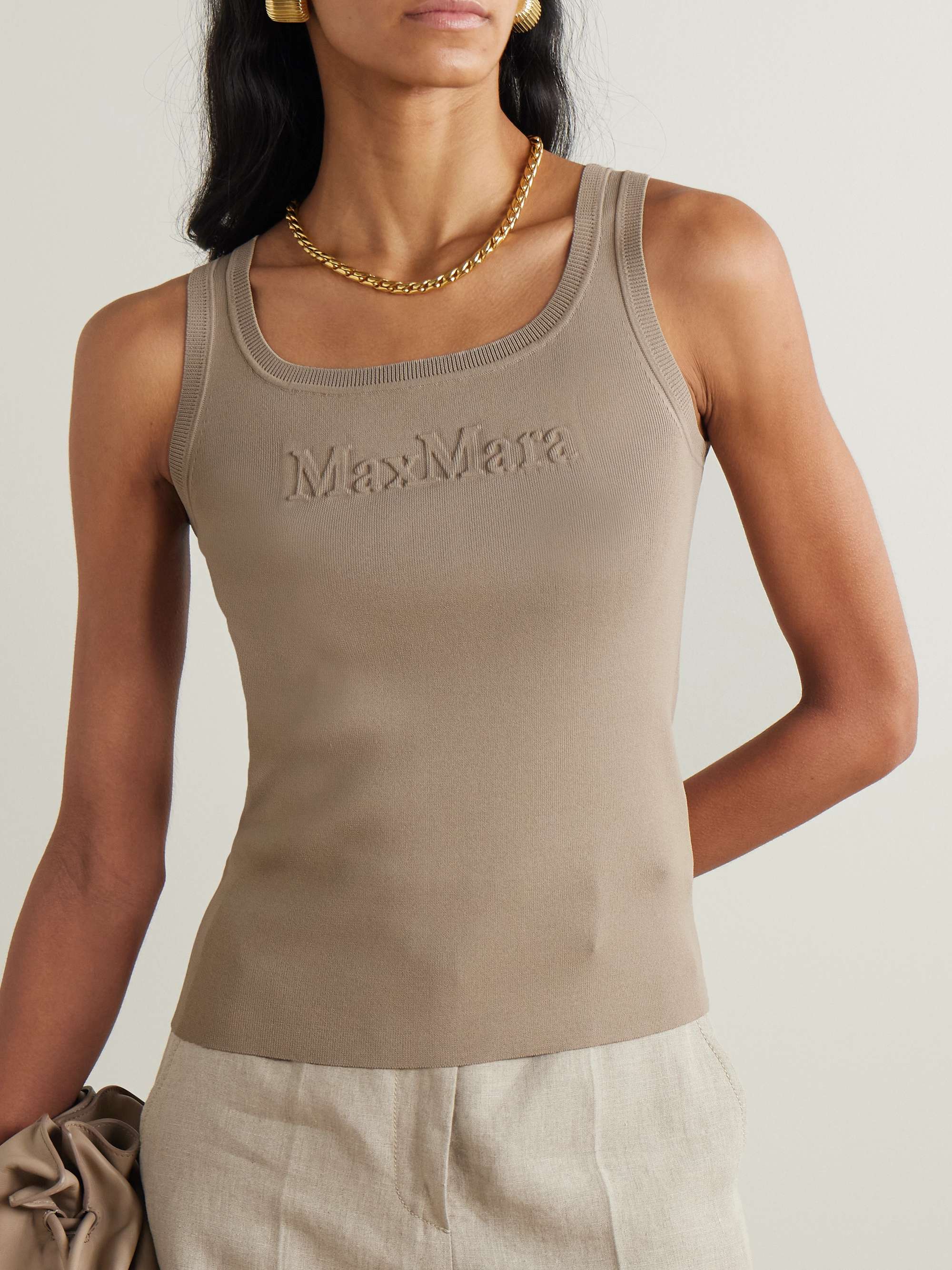 Embossed knitted tank view