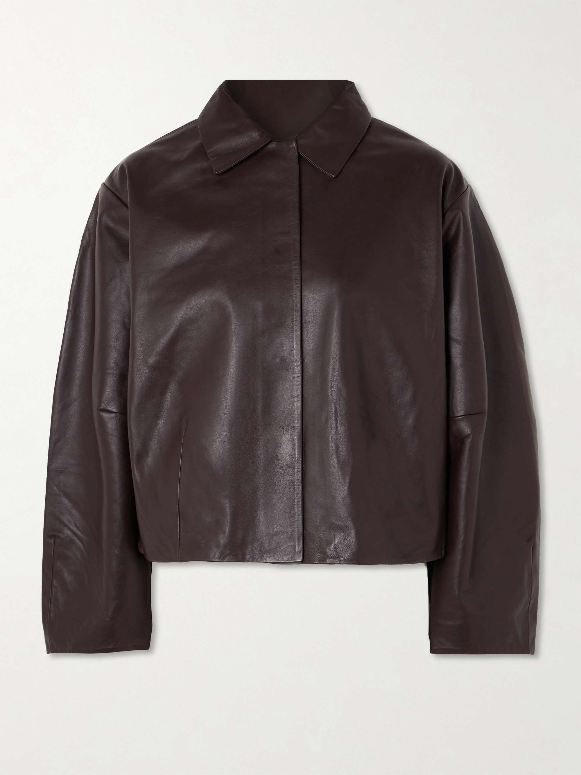 Cocoon paneled leather jacket view