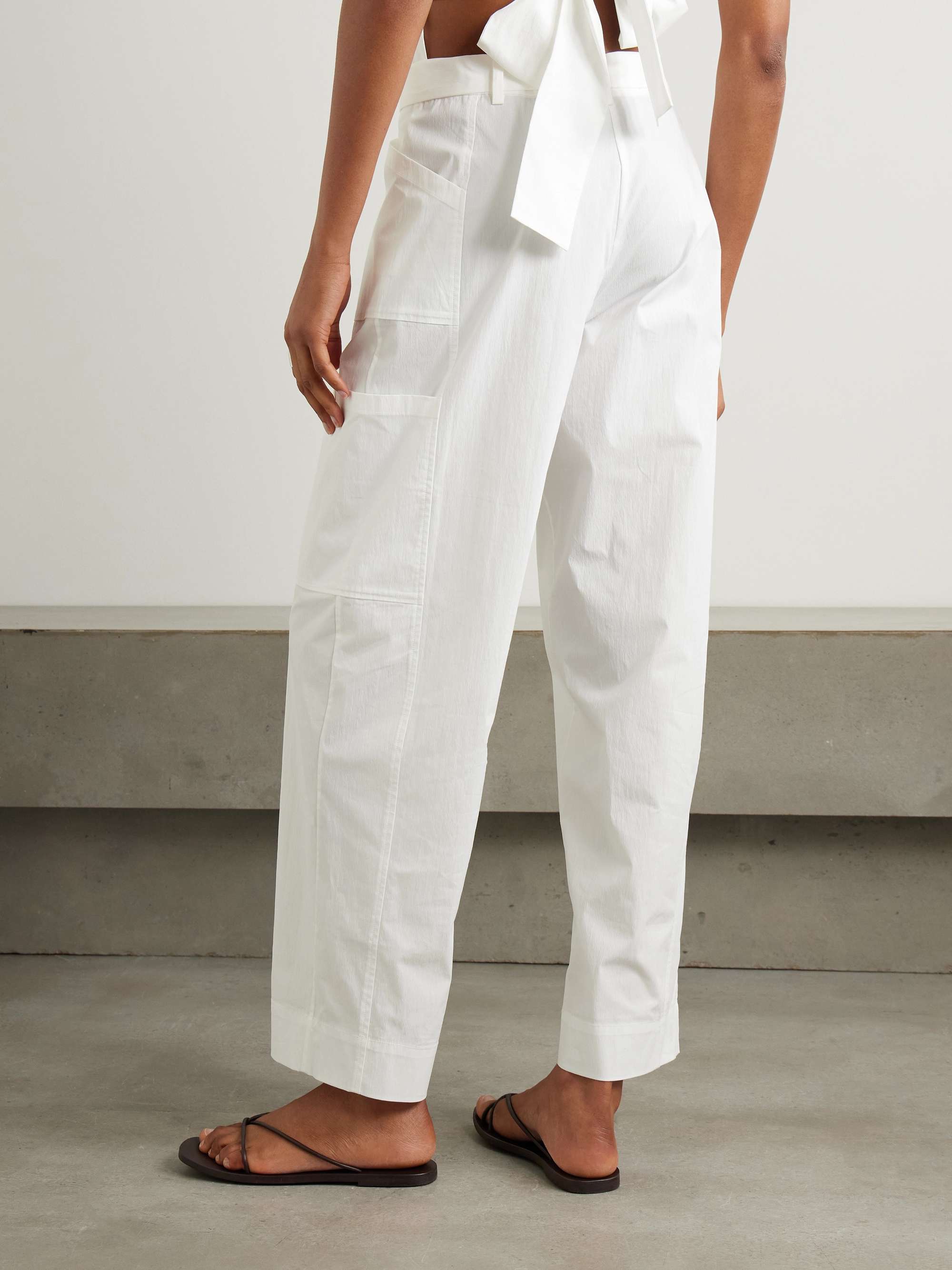 Utility belted cotton-blend wide-leg pants view