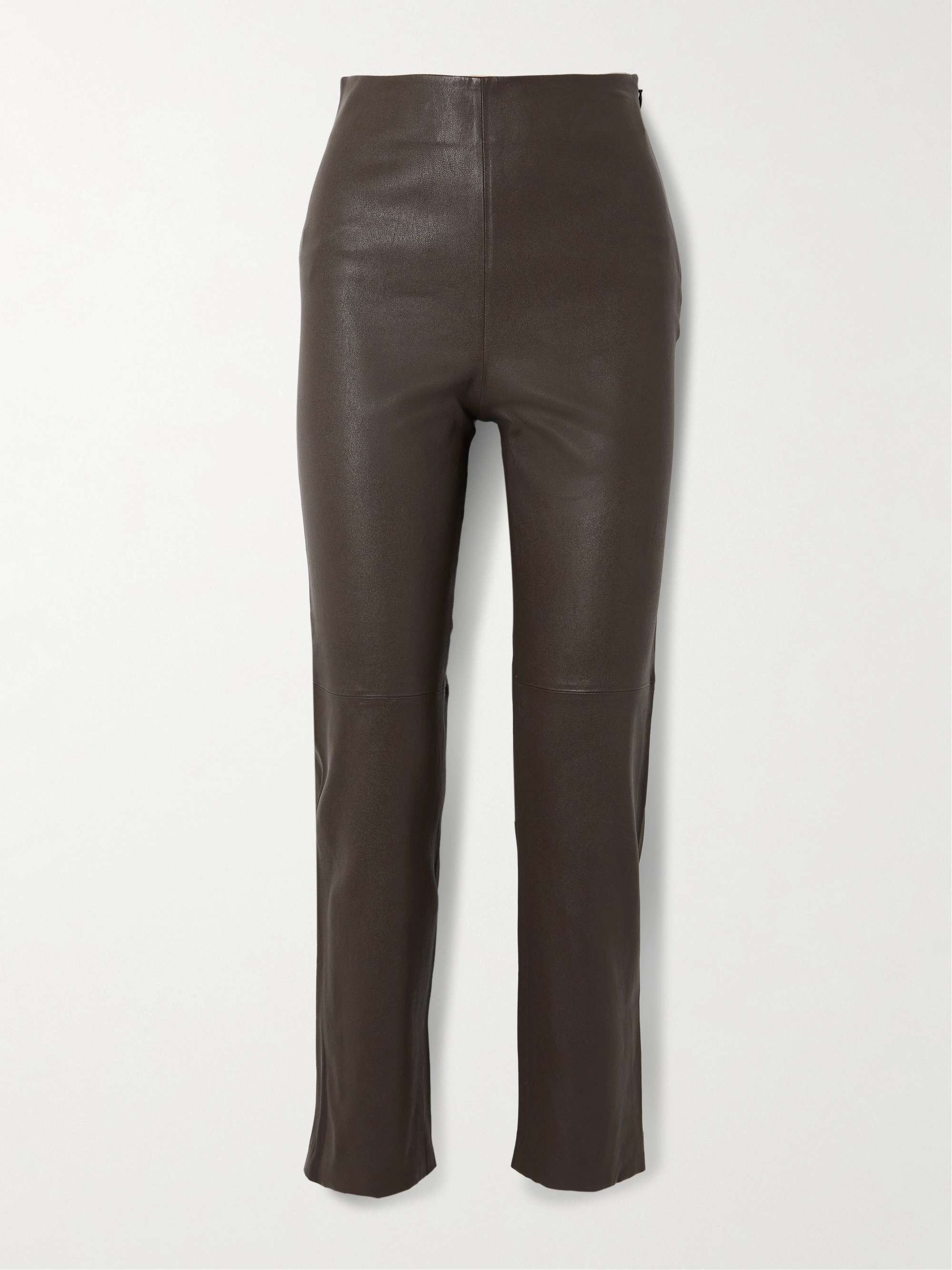 Leather slim-leg pants view