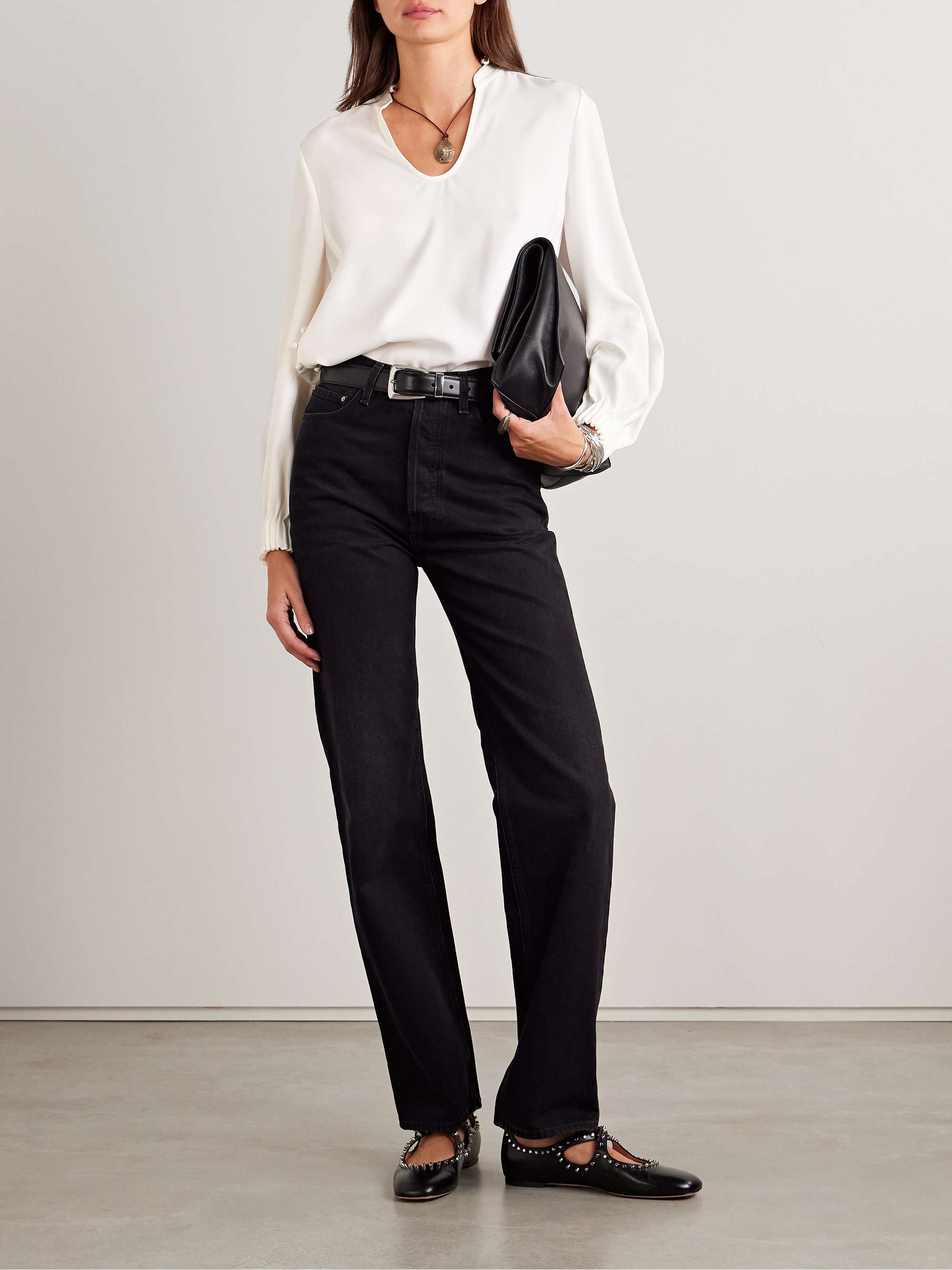 Button-detailed crepe blouse view