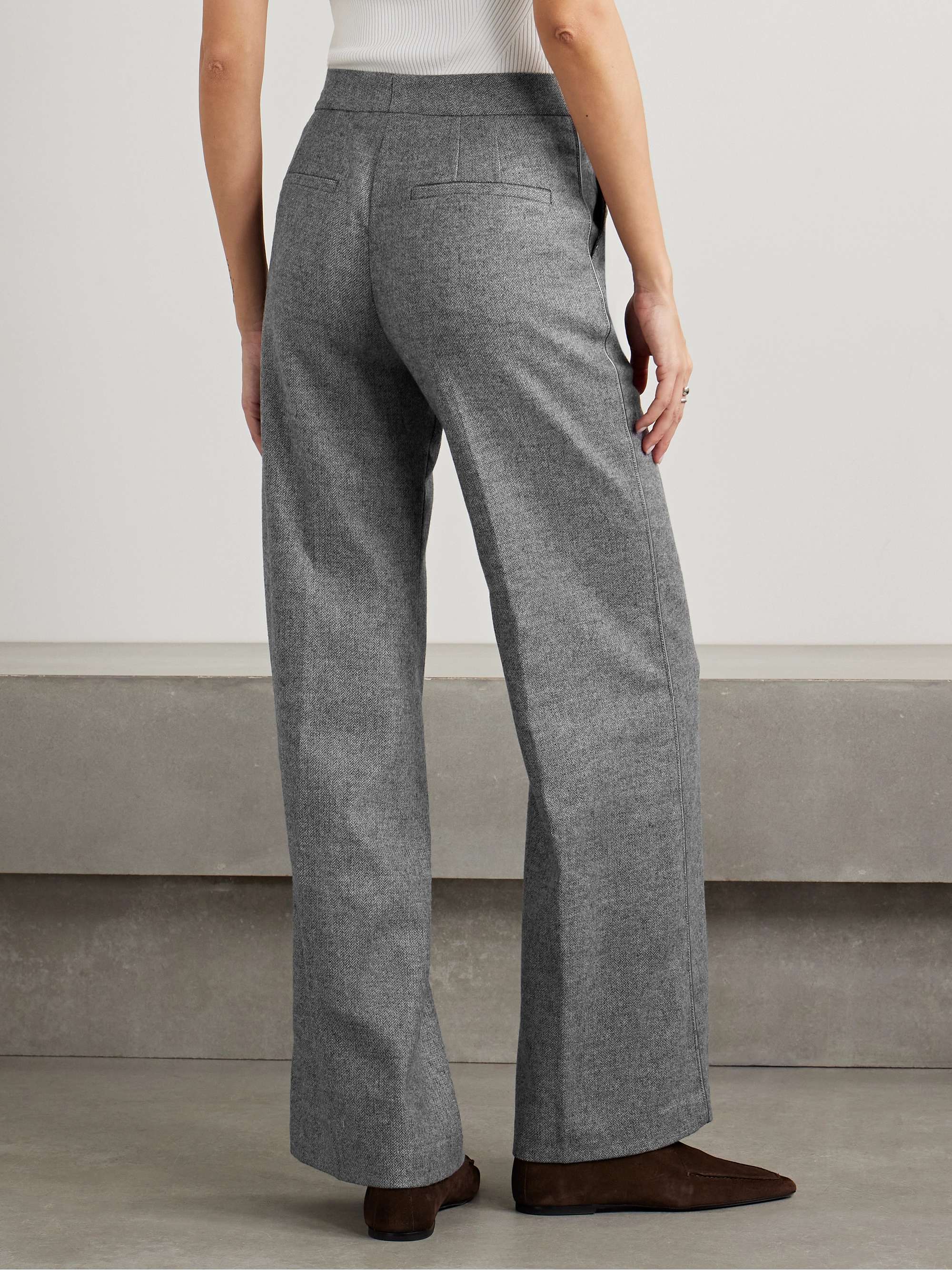 Cadet herringbone woven wide-leg pants view
