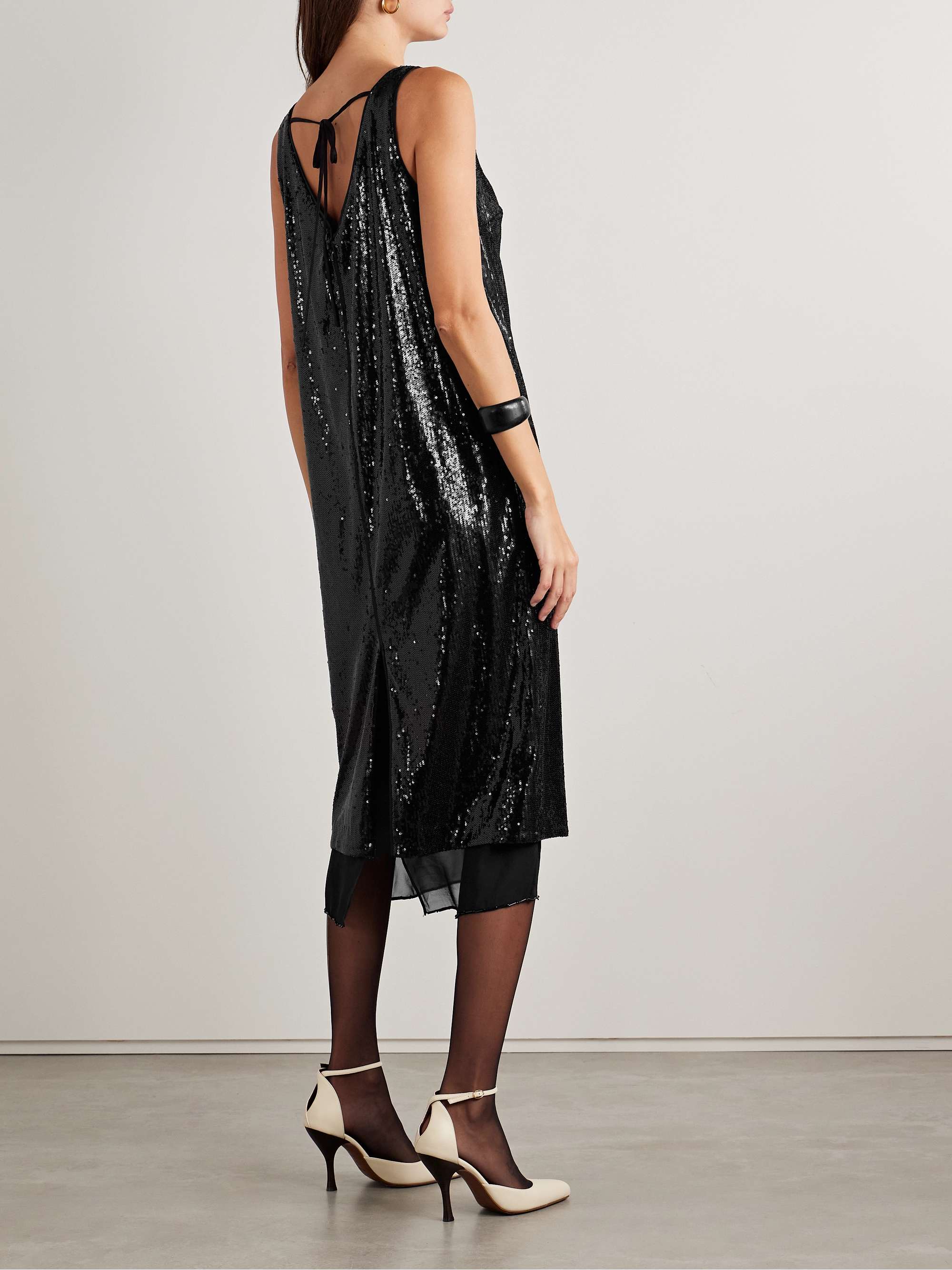 Bead-embellished sequined jersey midi dress view