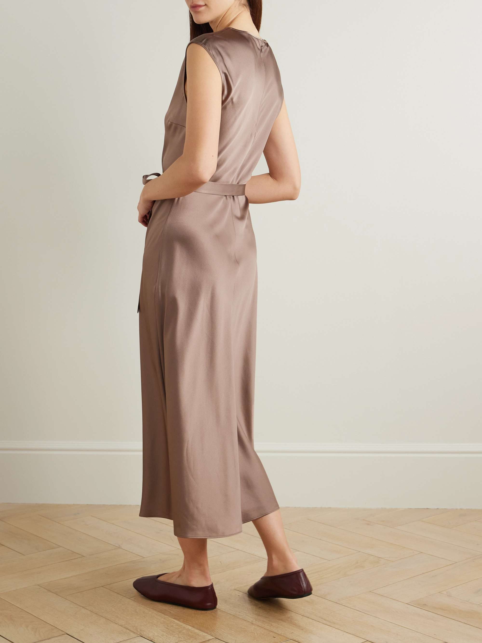 Garnier belted silk-satin midi dress view