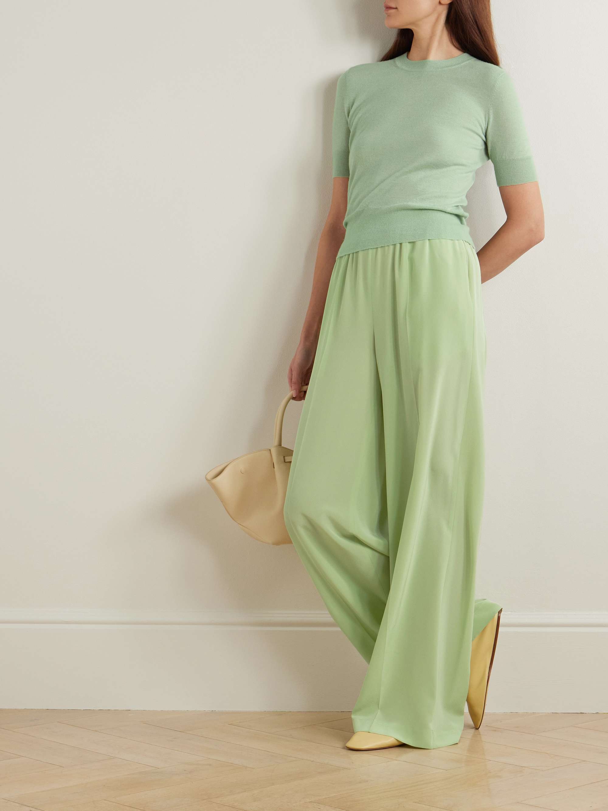 Hulin silk crepe de chine wide-leg pants view
