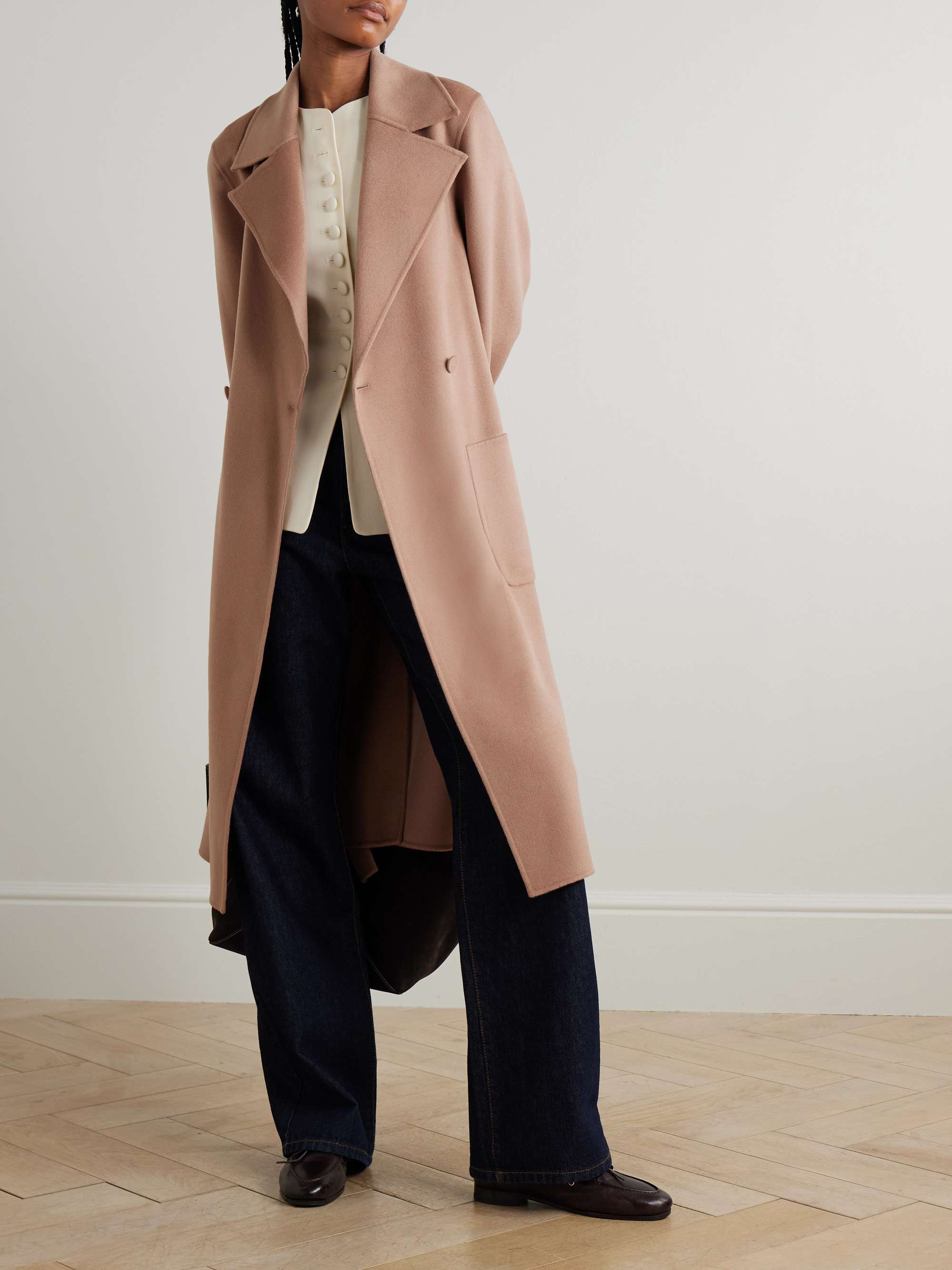 Arline belted double-breasted wool and cashmere-blend coat view