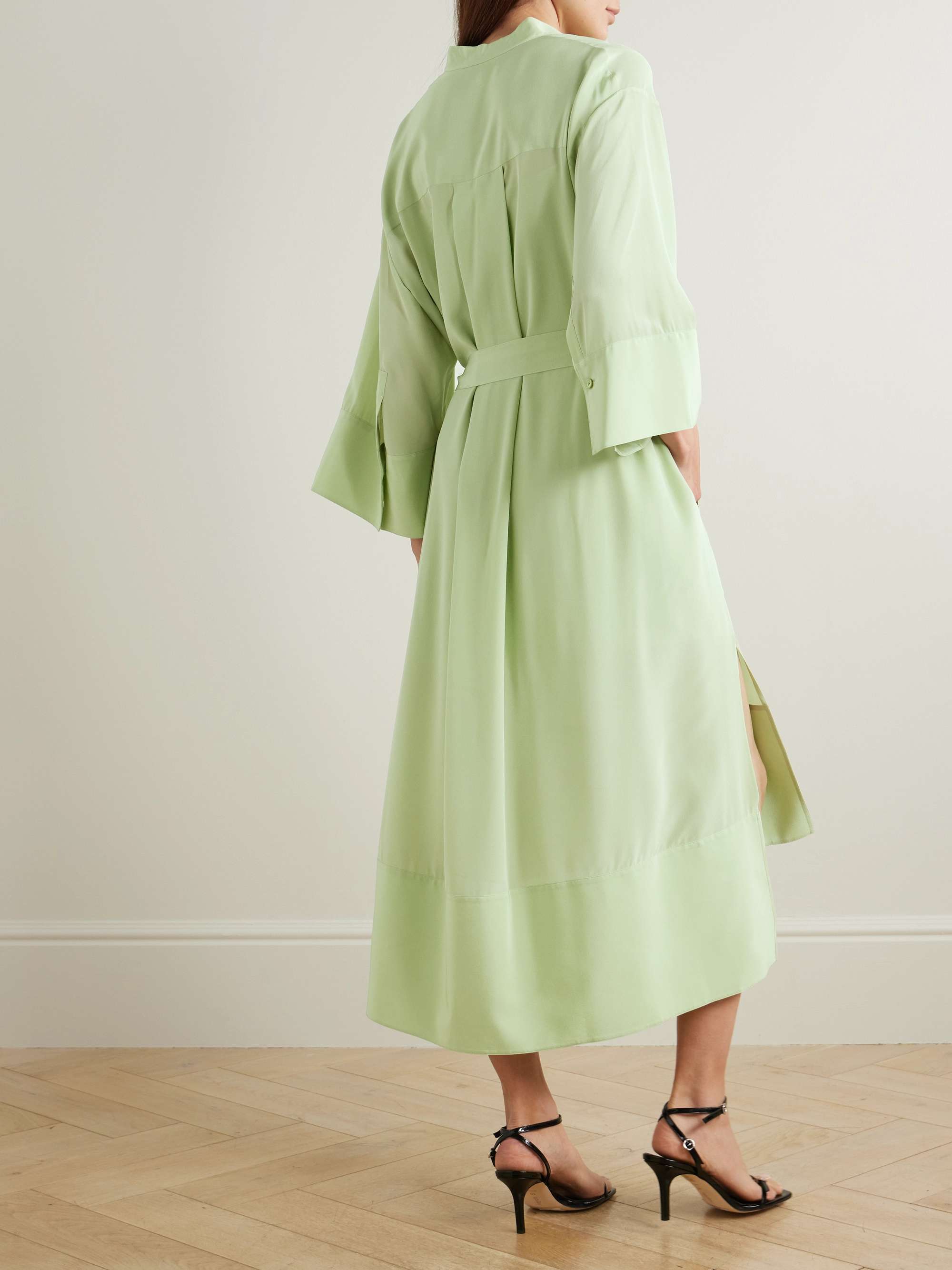Darious belted pleated silk-crepe midi dress view