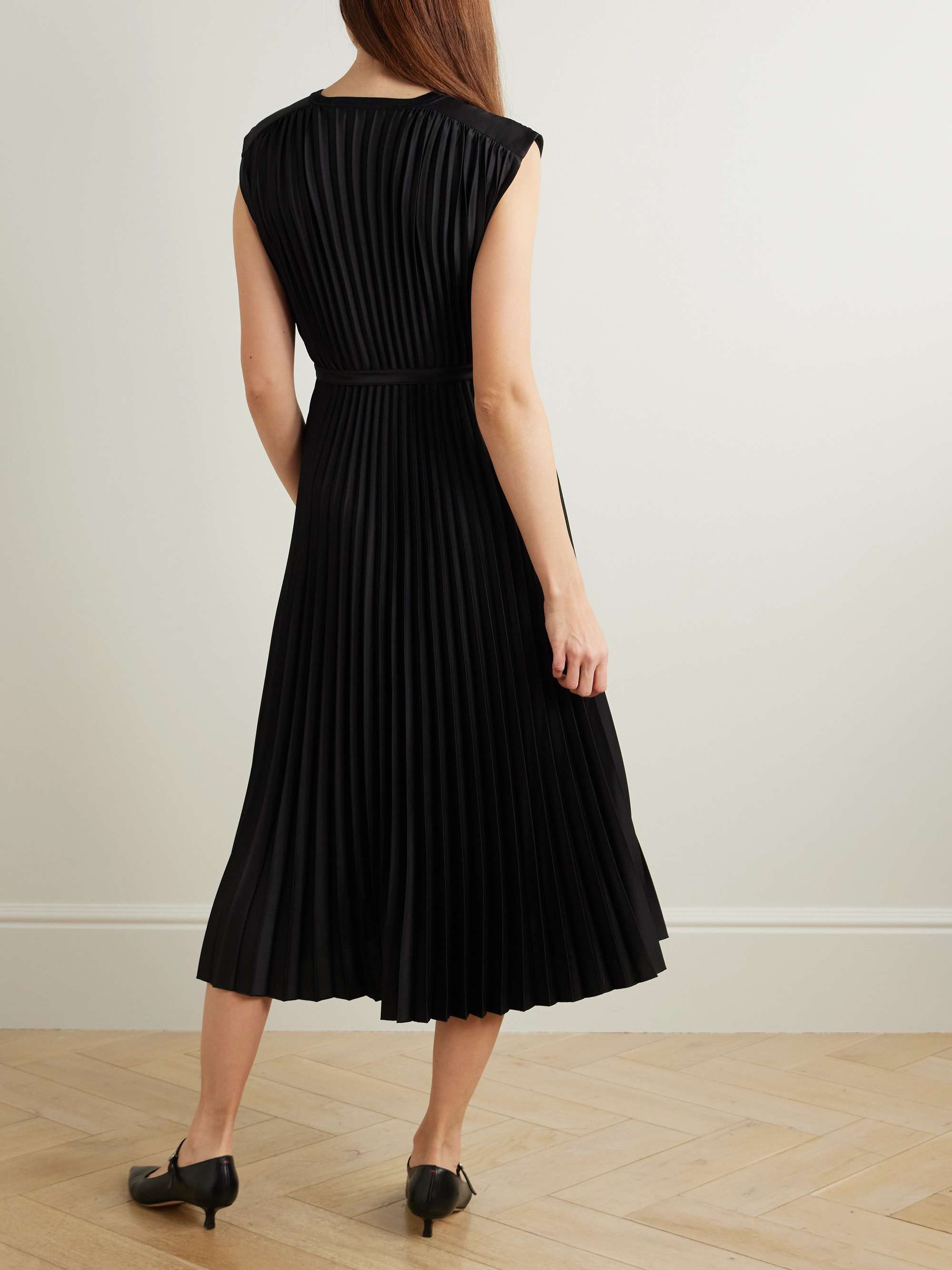 Volta belted plissé satin midi dress view
