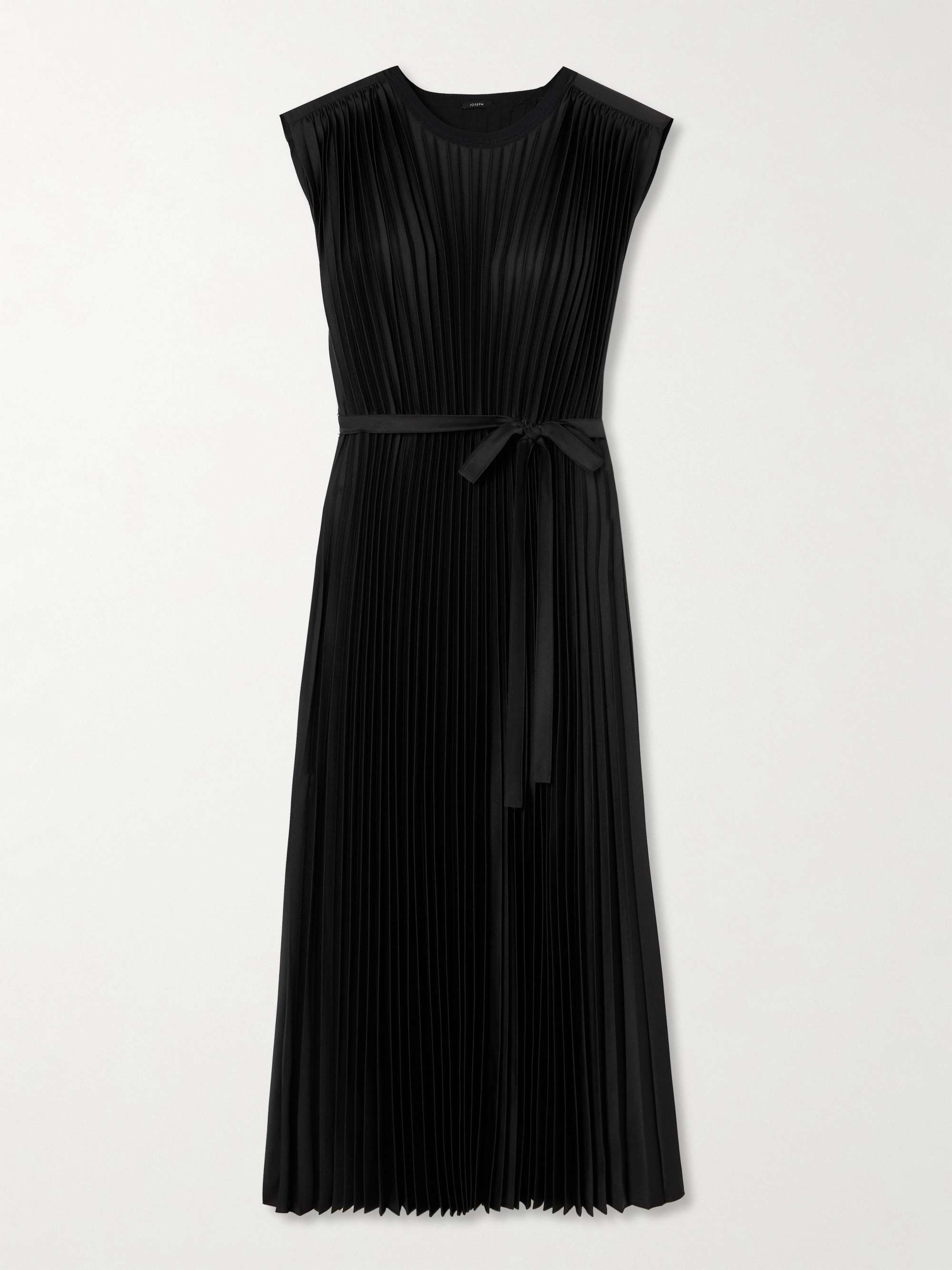 Volta belted plissé satin midi dress view