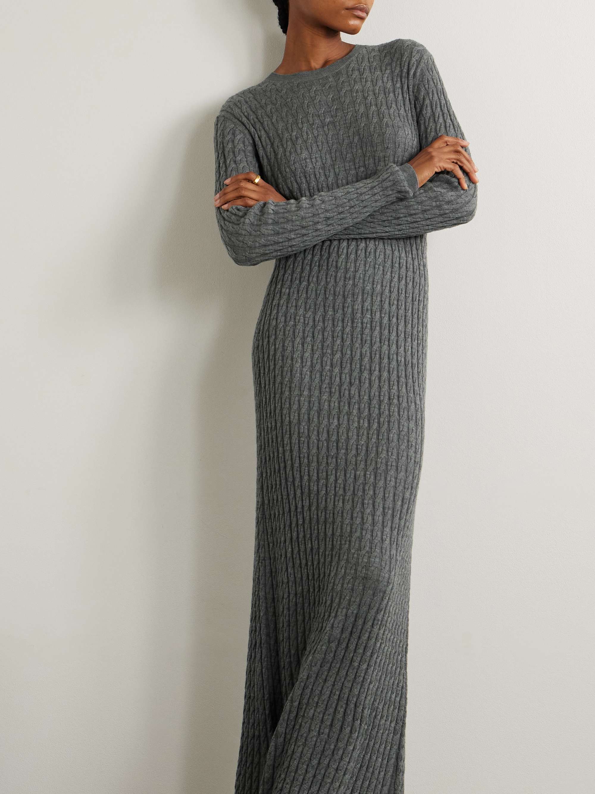 Cable-knit wool maxi dress view