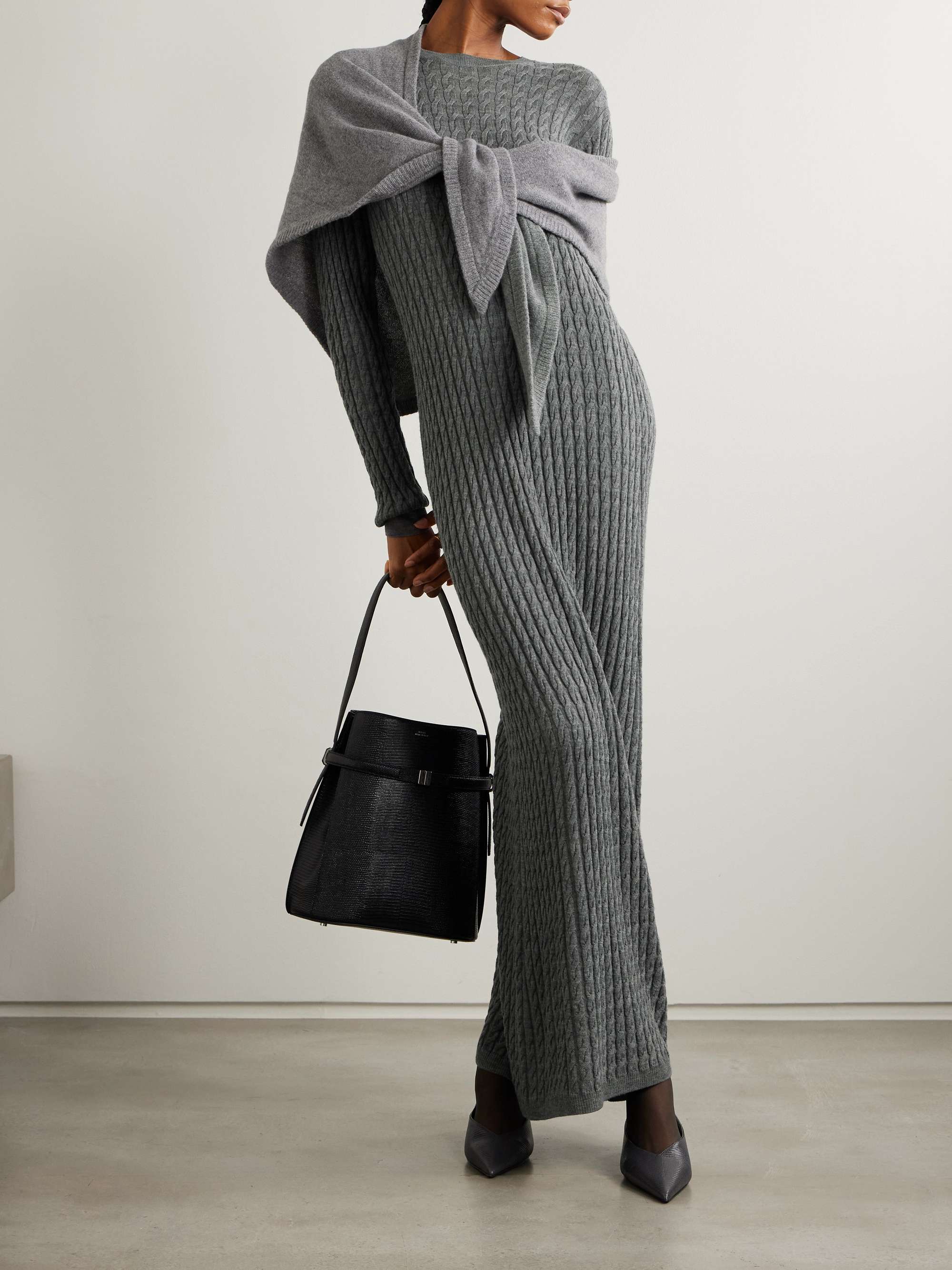 Cable-knit wool maxi dress view