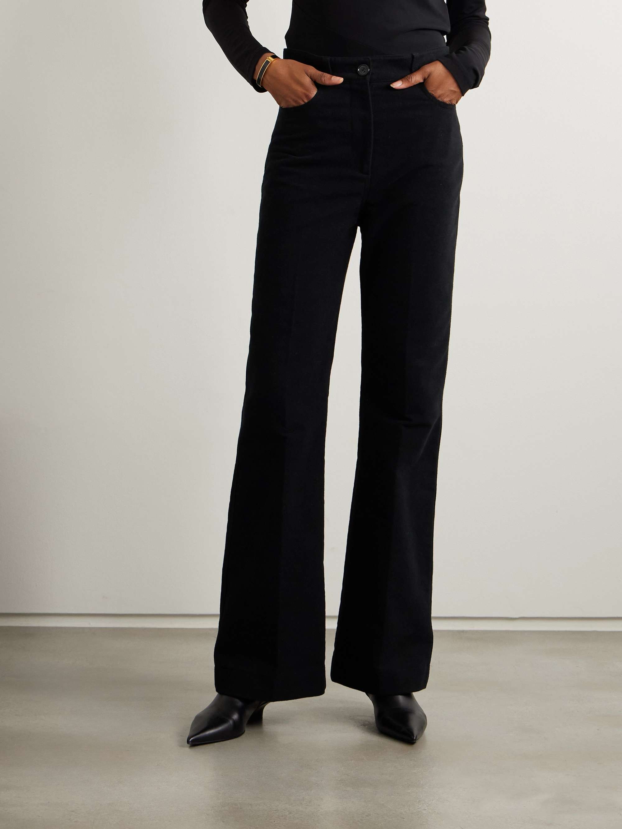 Flared organic cotton-moleskine pants view