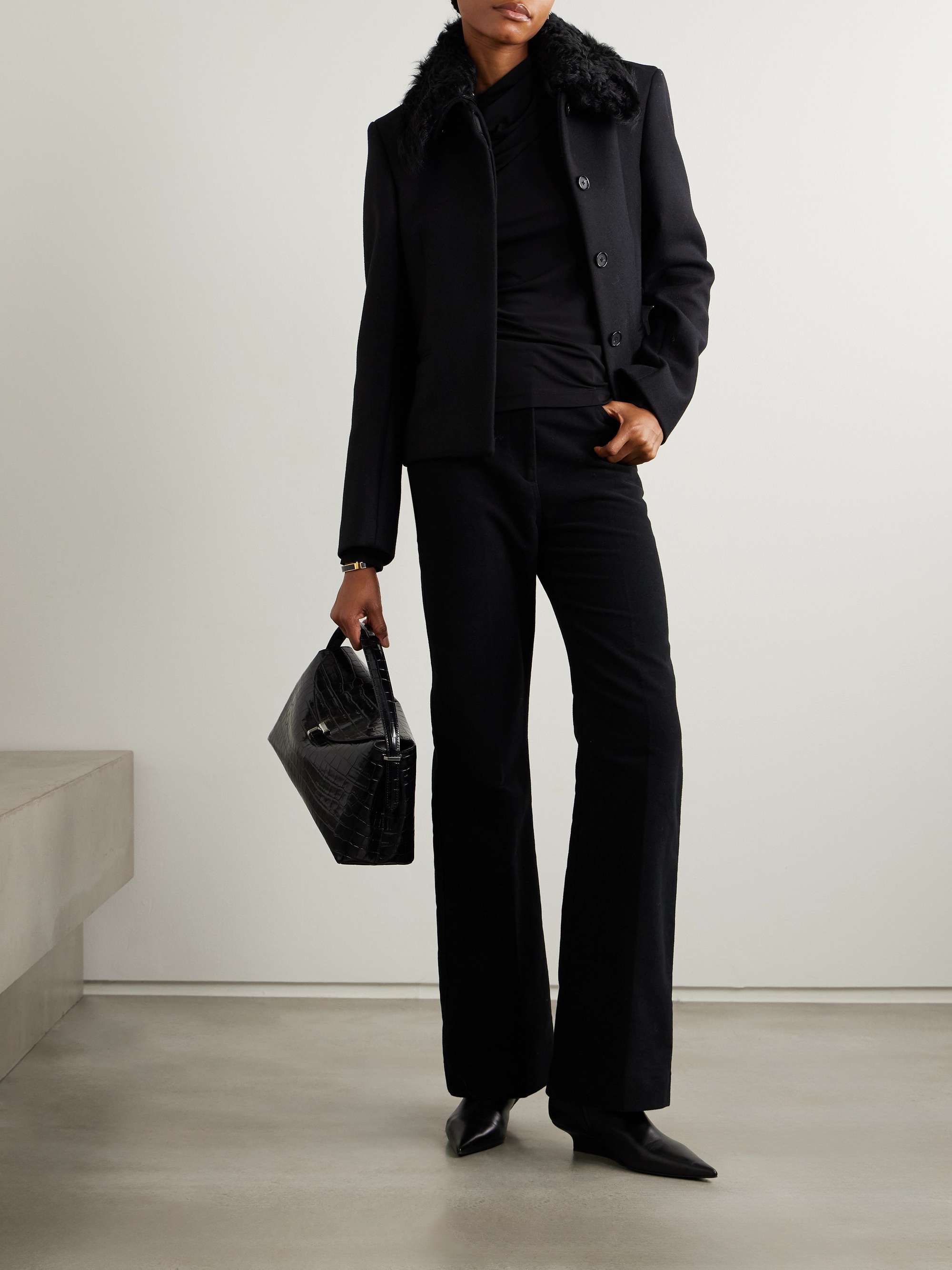 Flared organic cotton-moleskine pants view