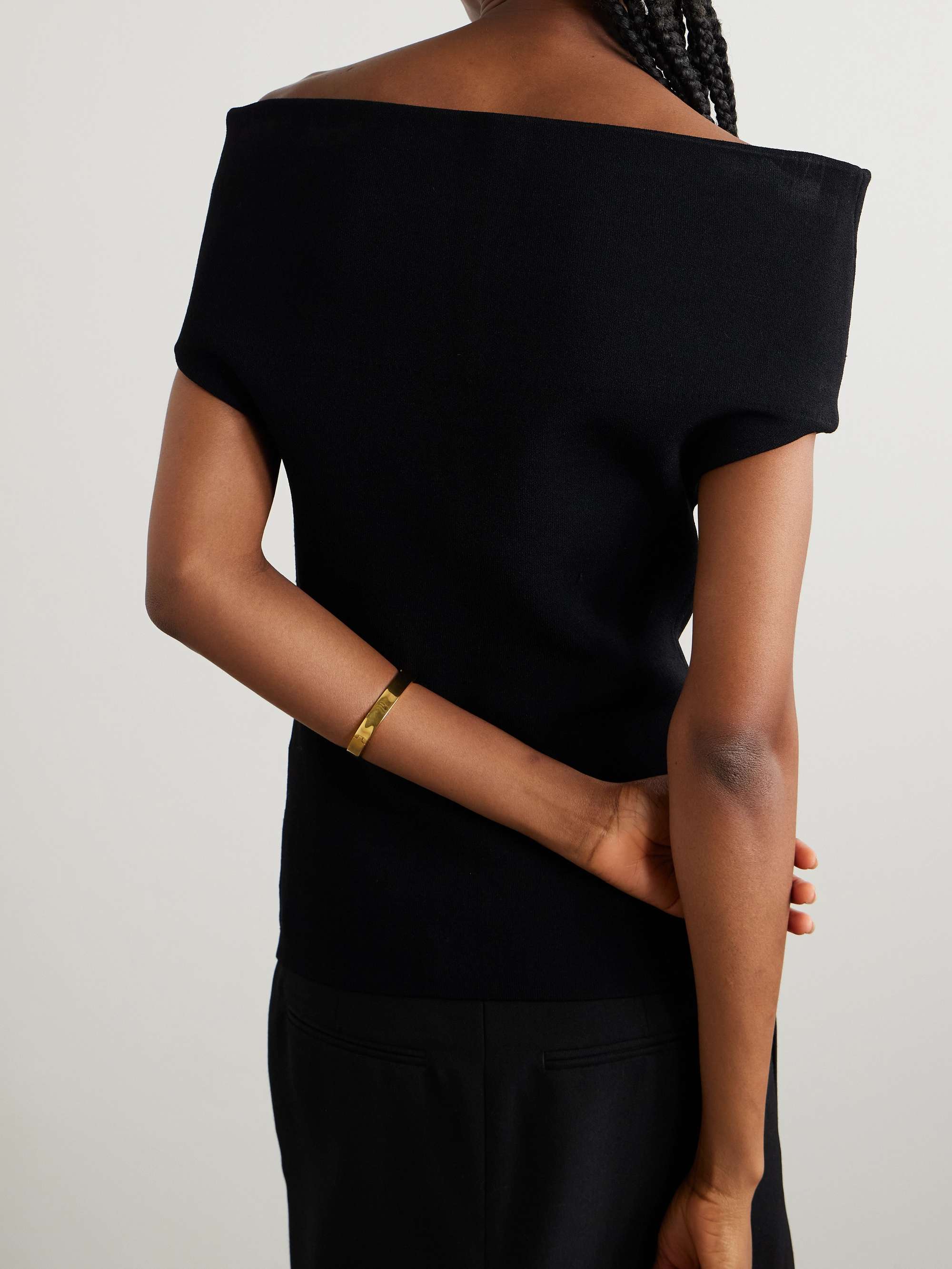 Off-the-shoulder jersey top view