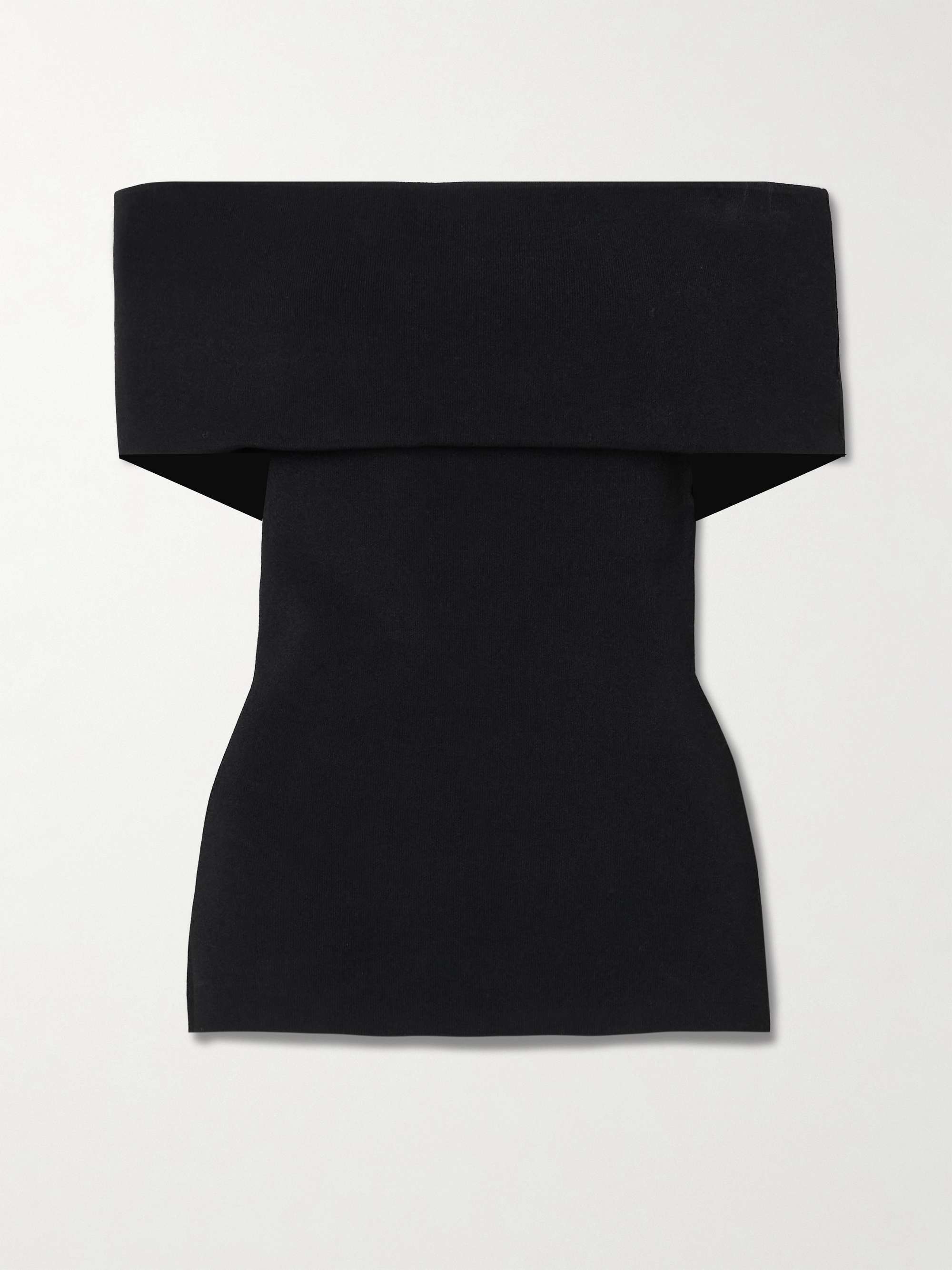 Off-the-shoulder jersey top view