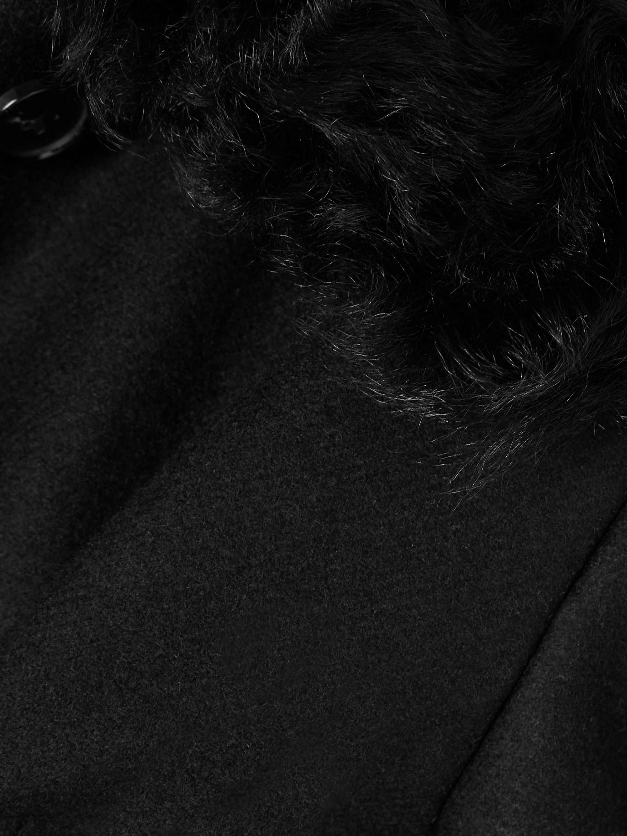 Shearling-trimmed recycled wool-blend jacket view