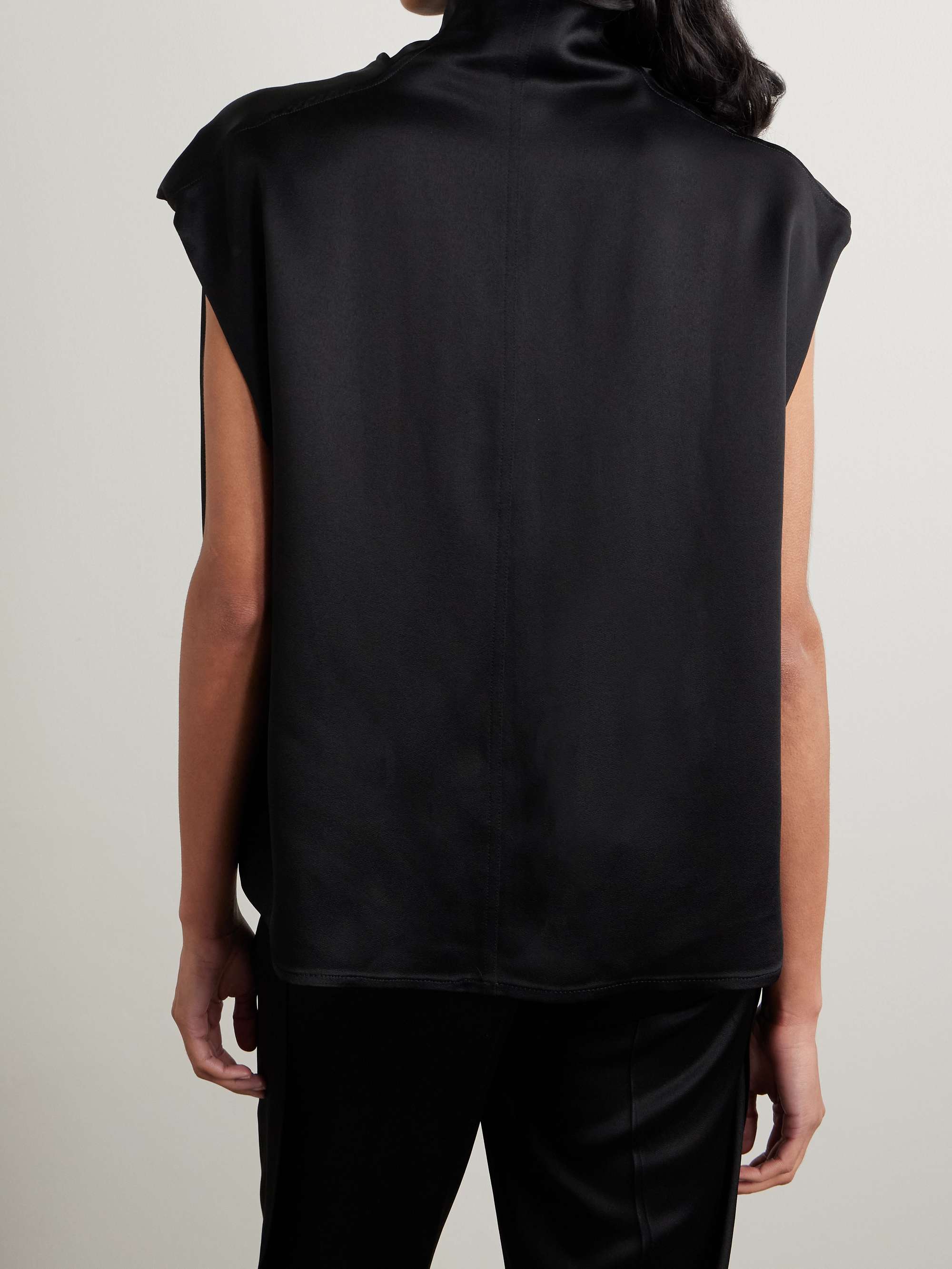 Draped satin-crepe blouse view