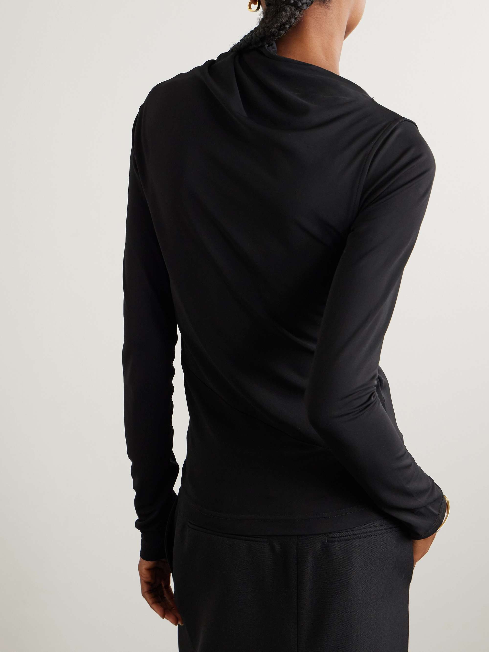 Draped stretch-jersey top view
