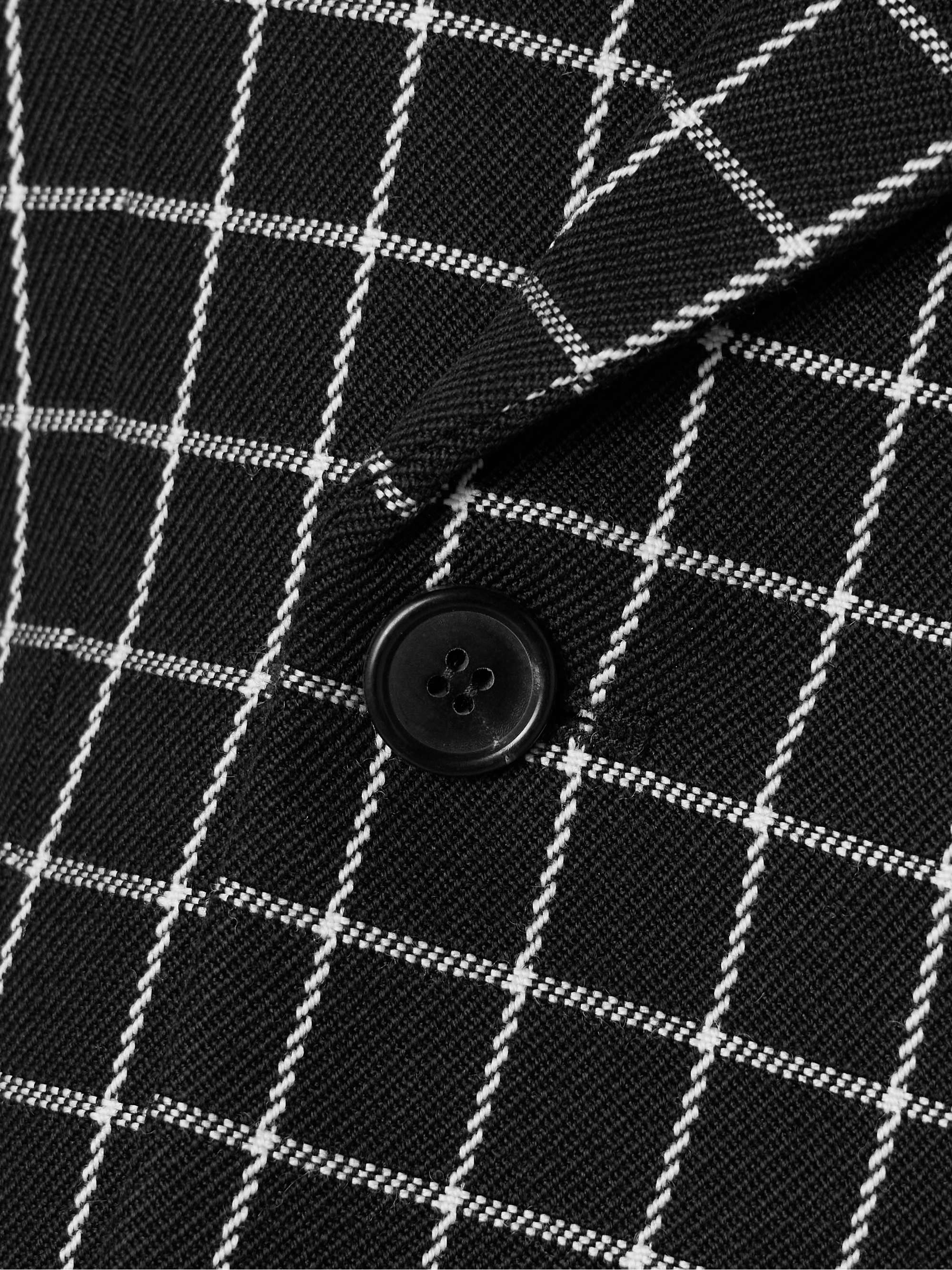 Double-breasted checked wool-twill blazer view